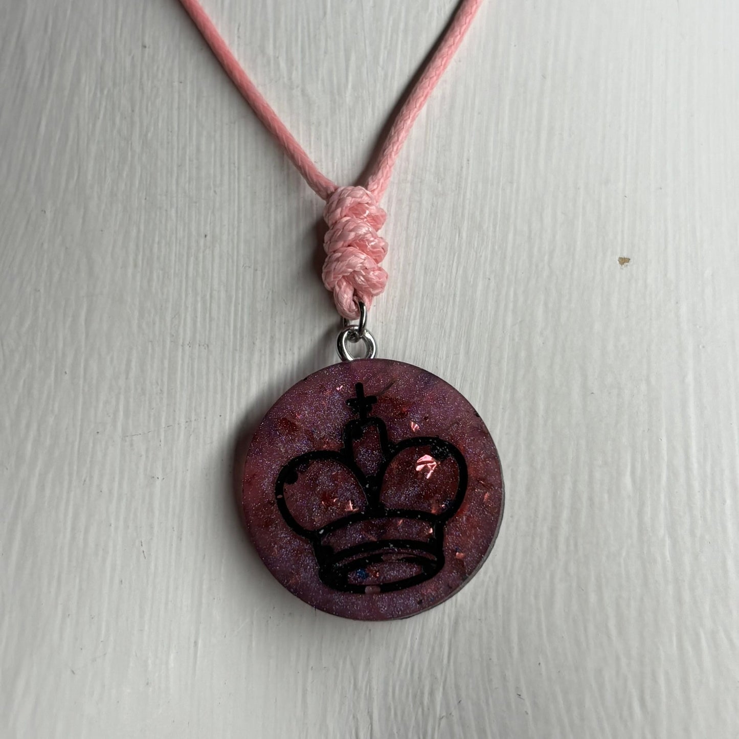 Classic Dark Purple King - Handmade Resin Chess Necklace