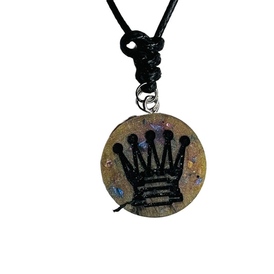 Crystal Yellow/Pink Queen - Handmade Resin Chess Necklace