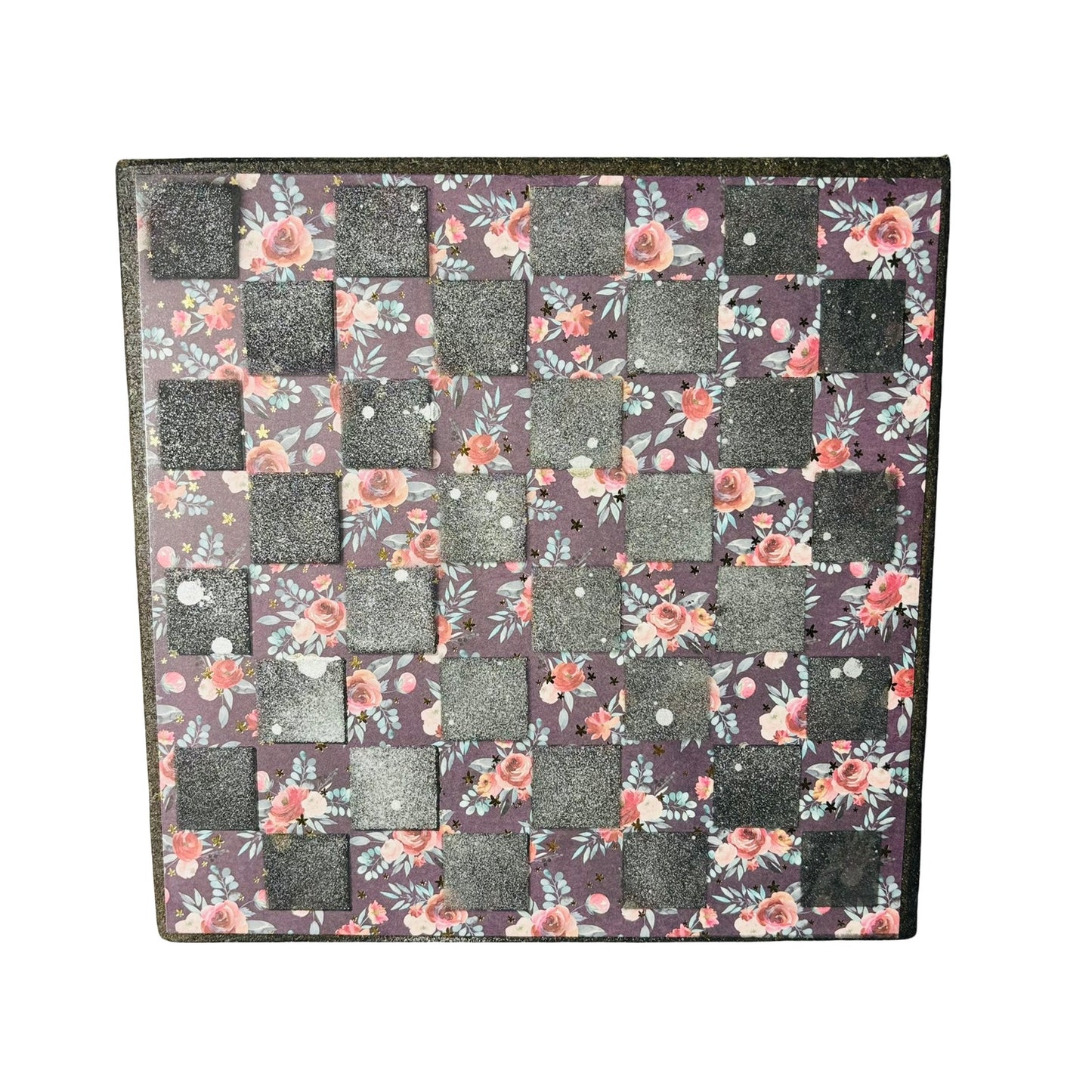 Supreme Dark Flowers - Scrapbook Chess Board