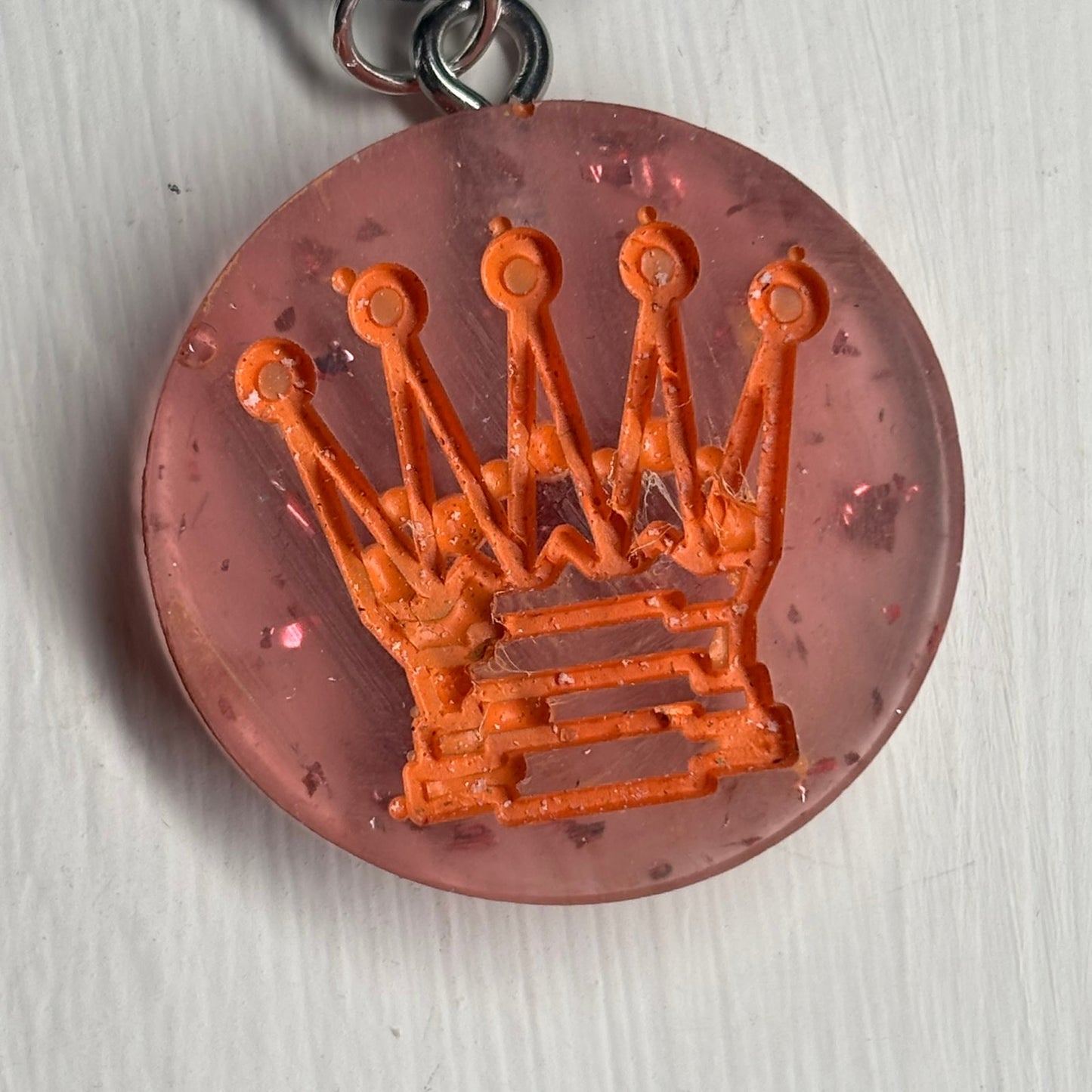 Purple/Orange Queen - Handmade Resin Chess Necklace
