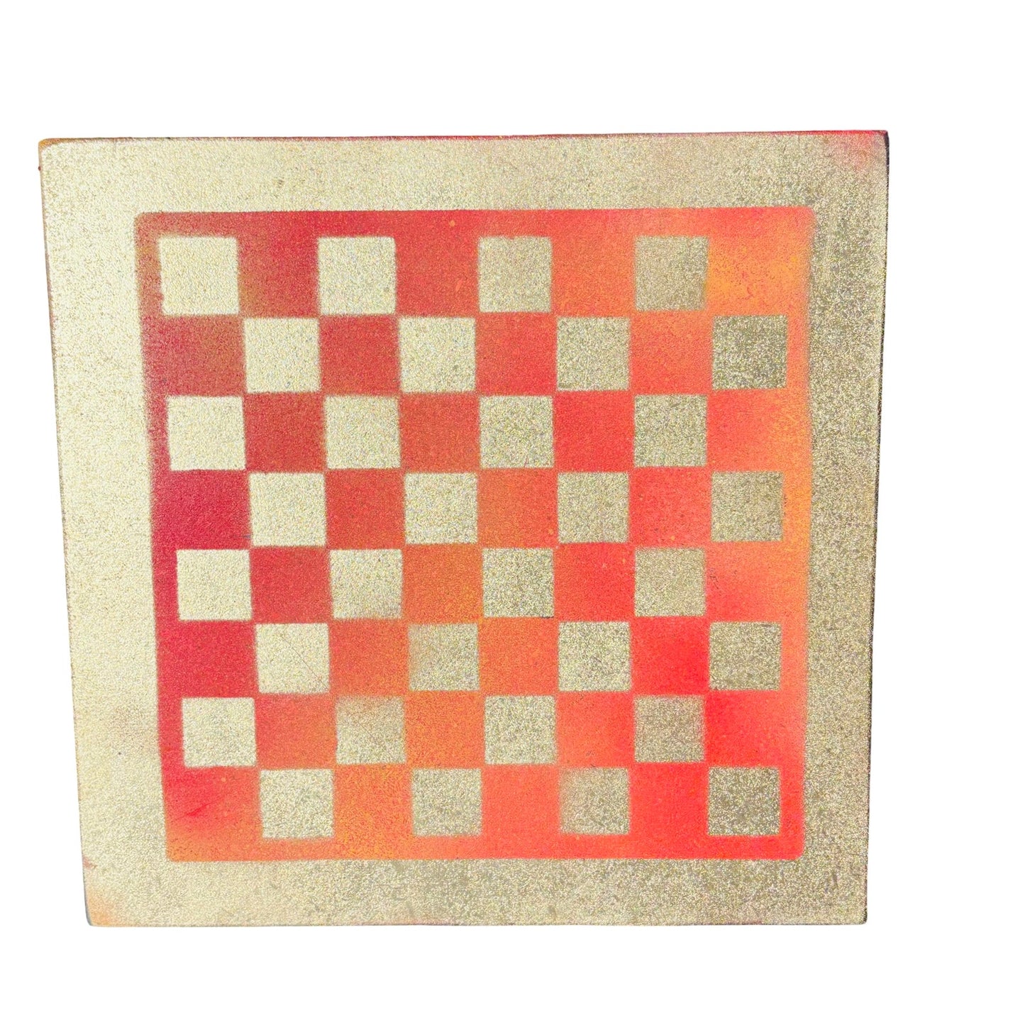 Orange Fire Gold - Painted Chess Board
