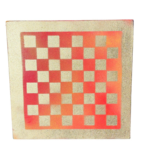 Orange Fire Gold - Painted Chess Board