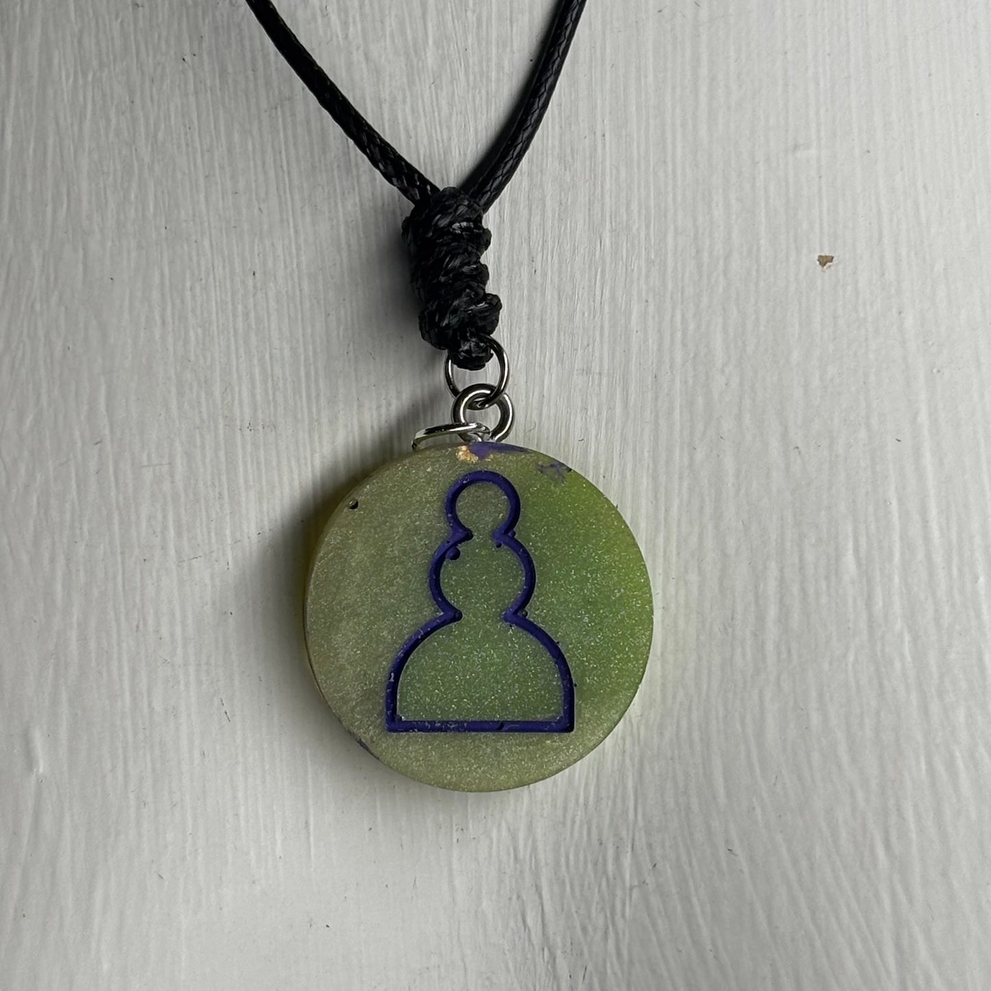 Lime Green Pawn - Handmade Resin Chess Necklace
