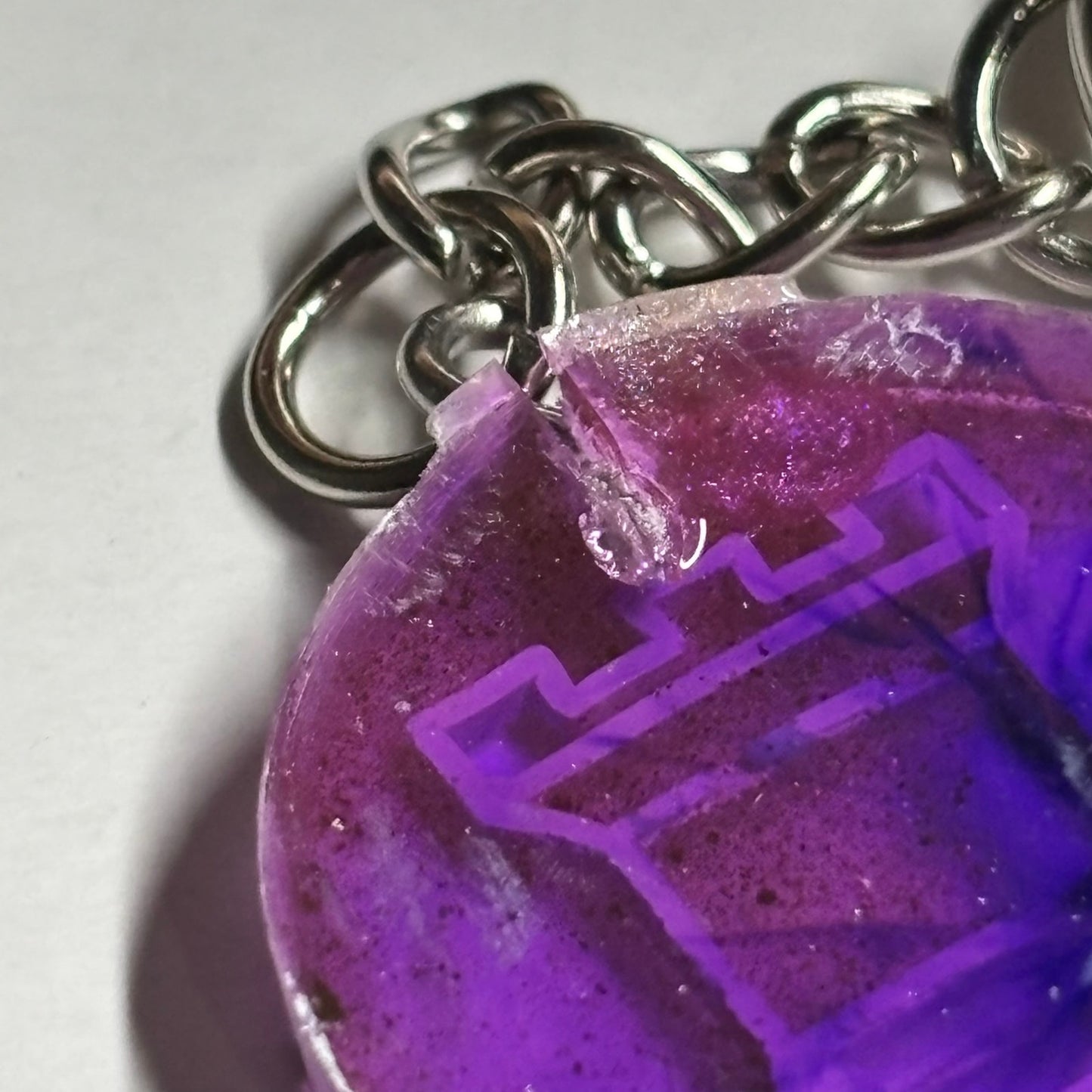 Swirly Purple Rook - Handmade Resin Keychain - Flat Edition