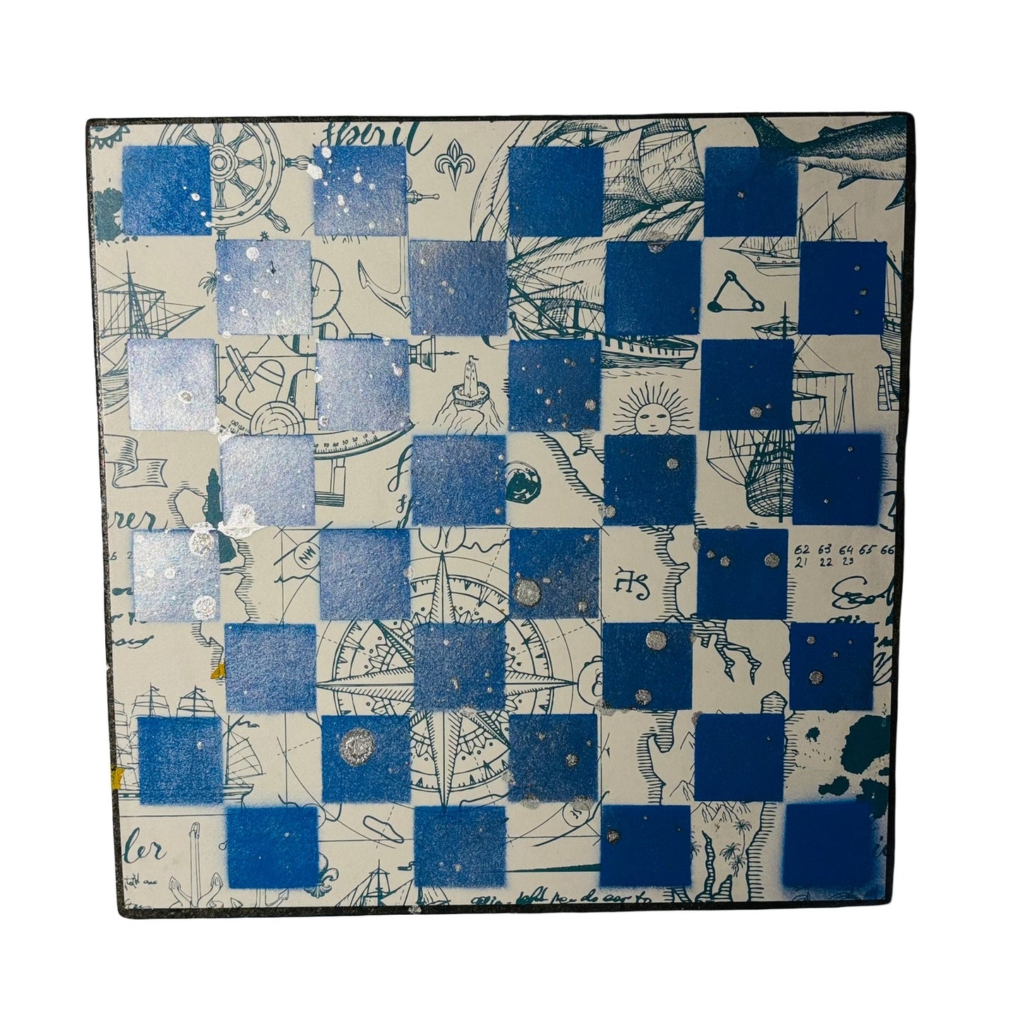 Vintage Blue & White - Scrapbook Chess Board
