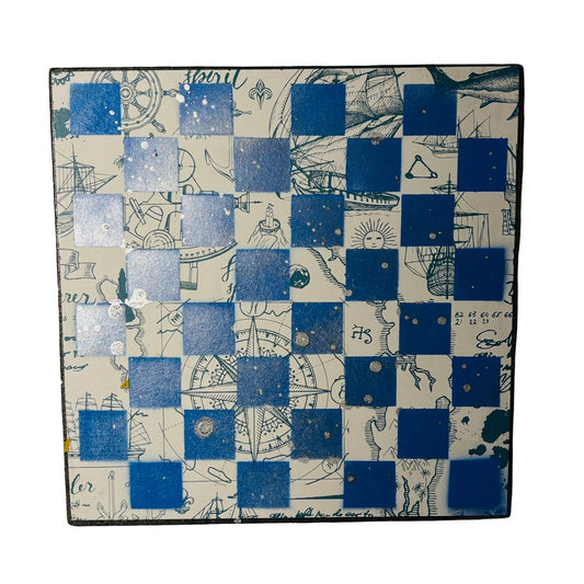 Vintage Blue & White - Scrapbook Chess Board