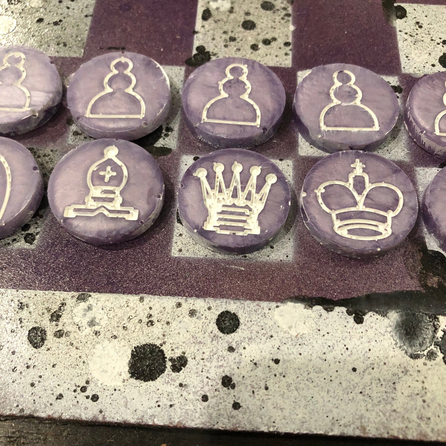 Speckled Purple - Painted Chess Set