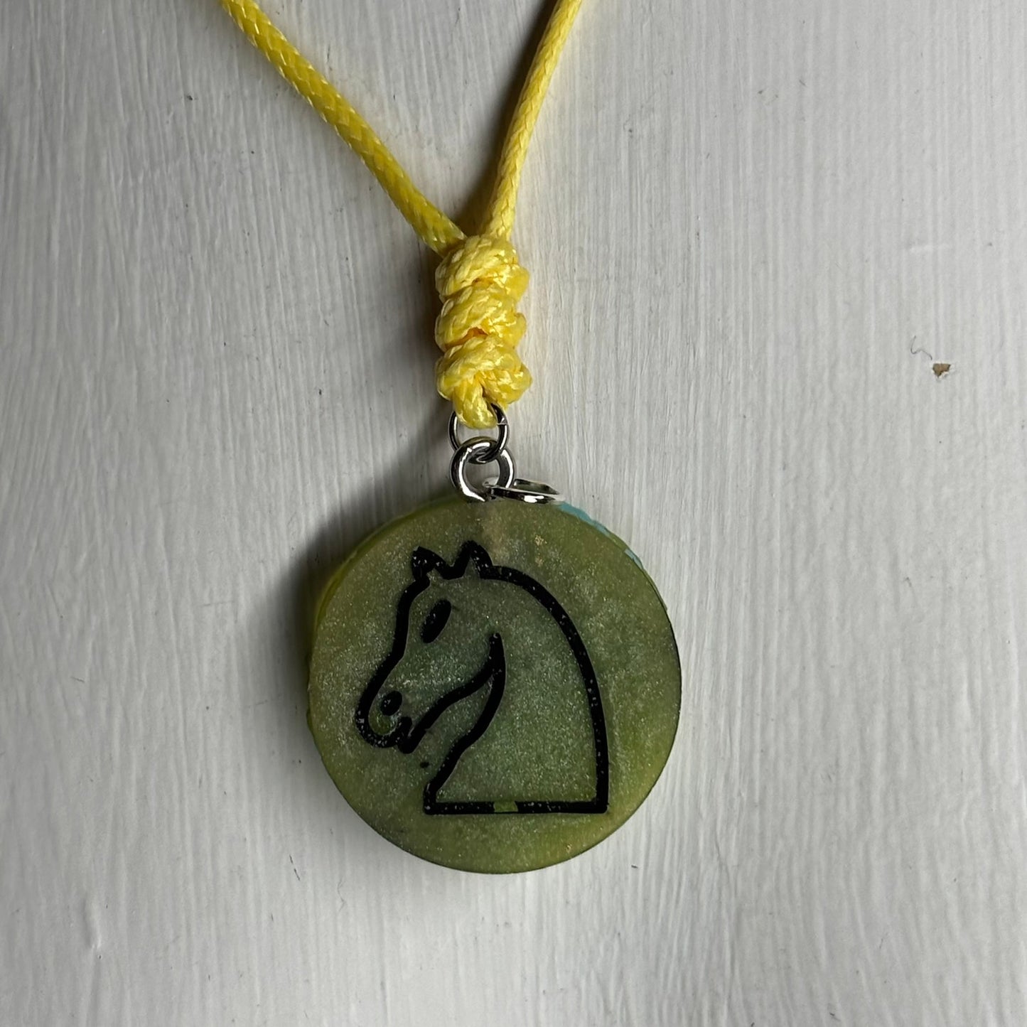 Green Knight - Handmade Resin Chess Necklace