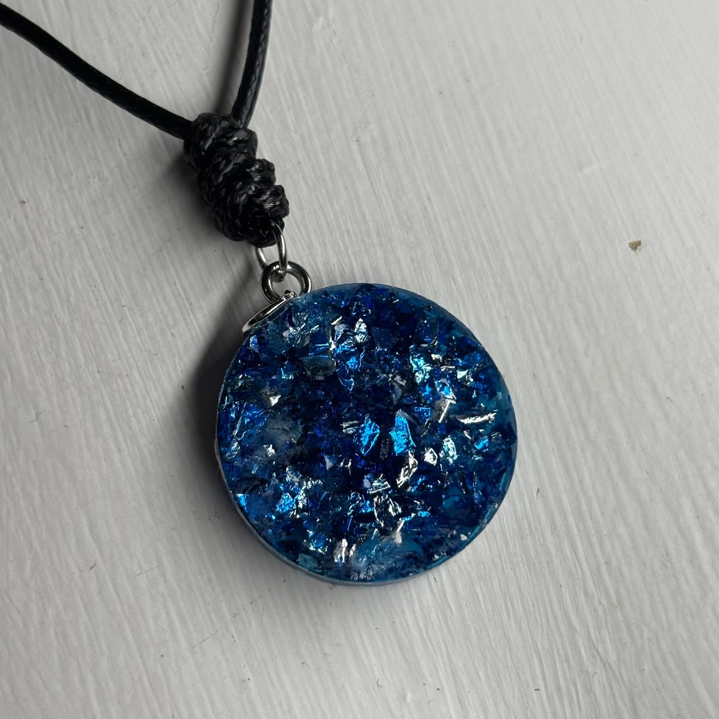 Crystal Blue Knight - Handmade Resin Chess Necklace