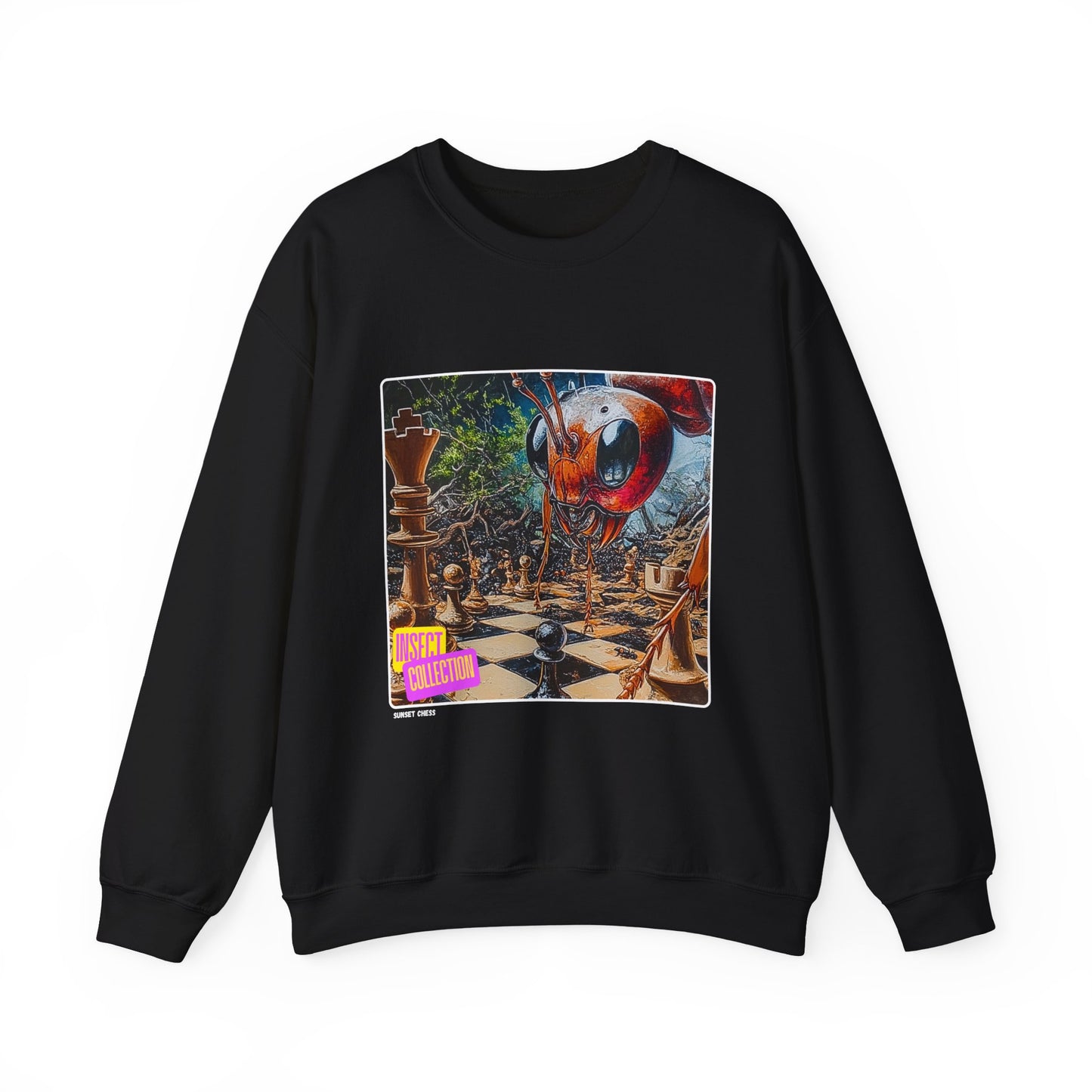Insect Paradise - Black Chess Crewneck Sweater