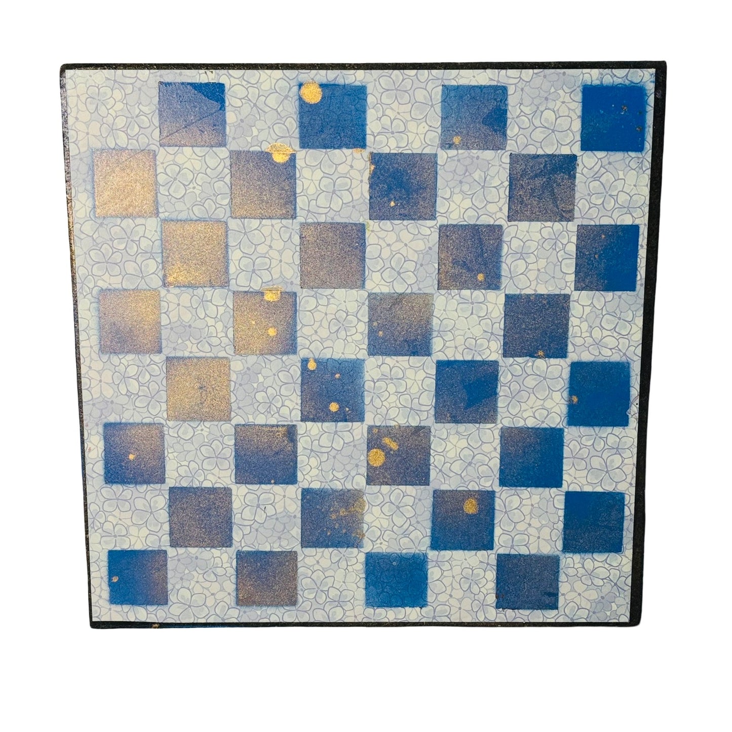 Metallic Blue Flowers - Scrapbook Chess Board