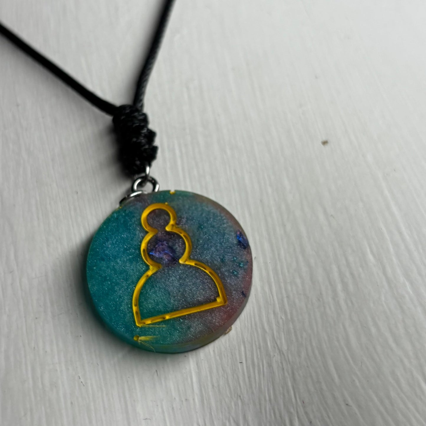 Blue Swish Pawn - Handmade Resin Chess Necklace