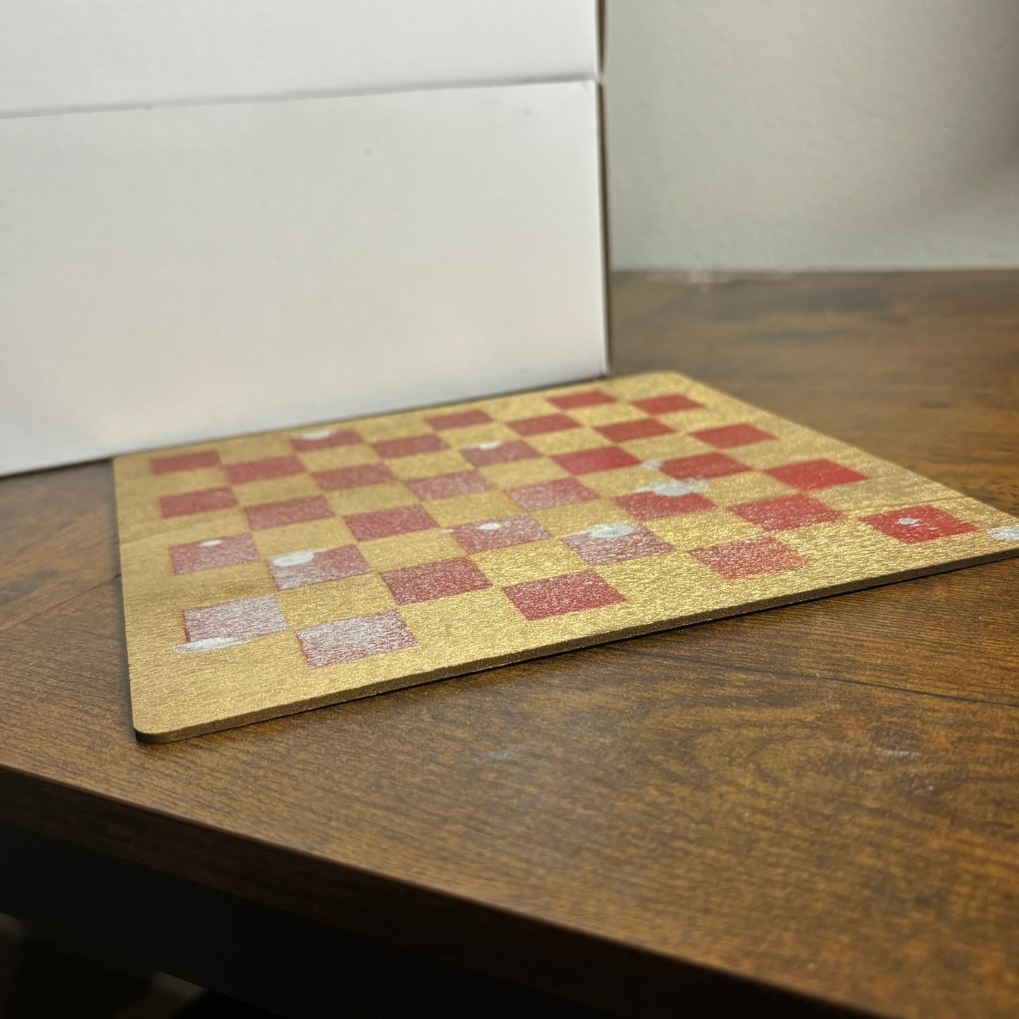 Golden Red - Painted Thin Wooden Chess Board