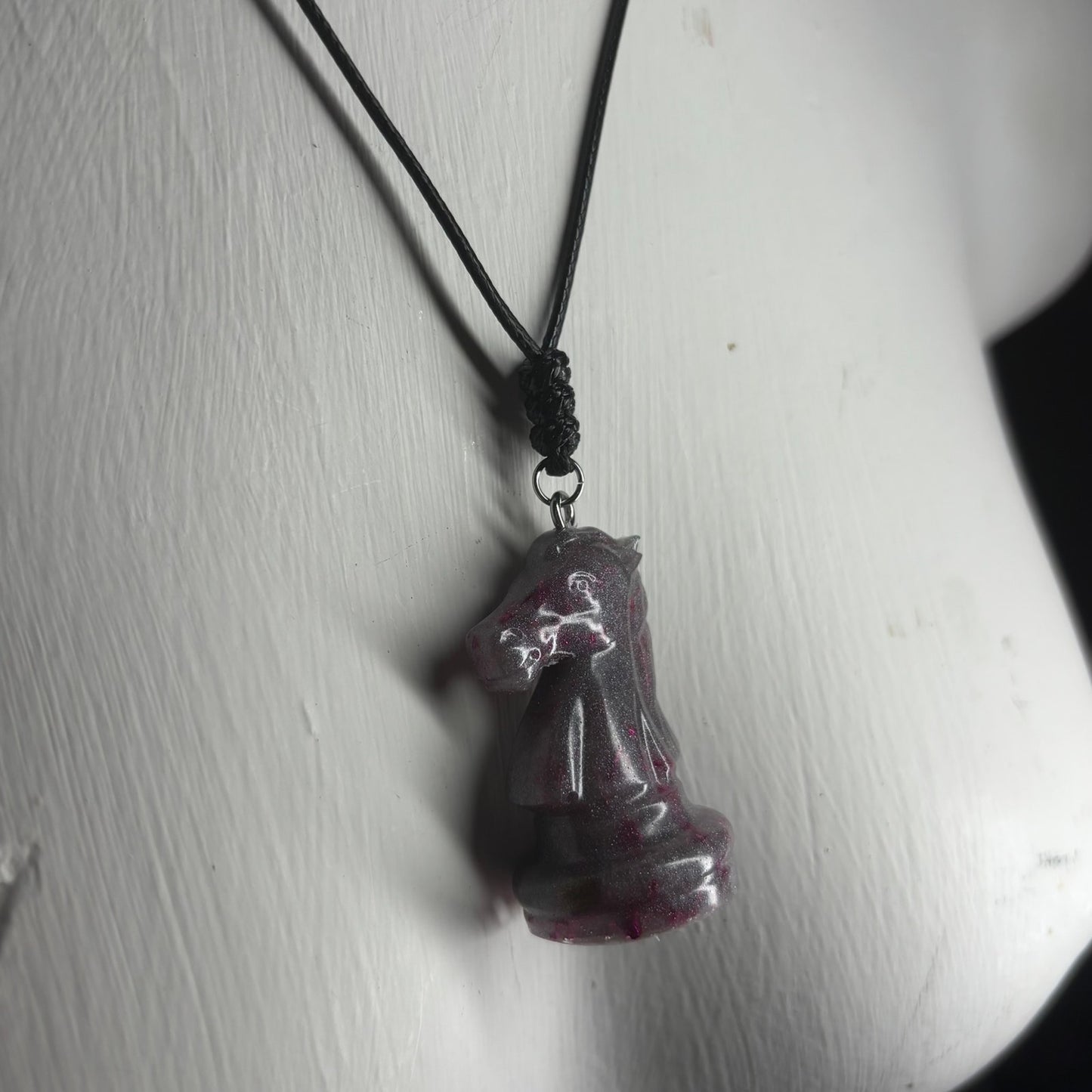 Midnight Purple Knight - Handmade Resin Chess Necklace