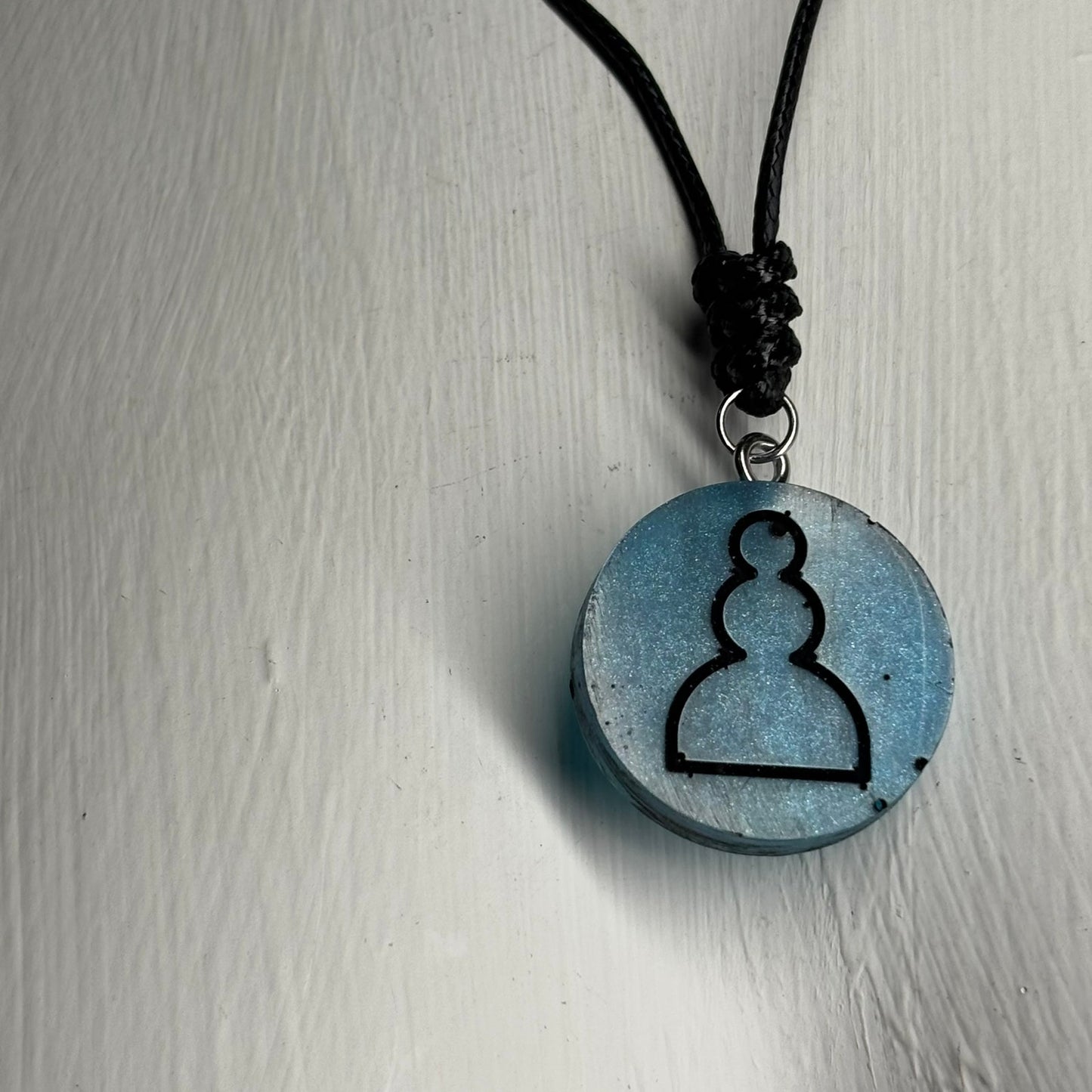 Cool Blue Pawn - Handmade Resin Chess Necklace - Flat Edition