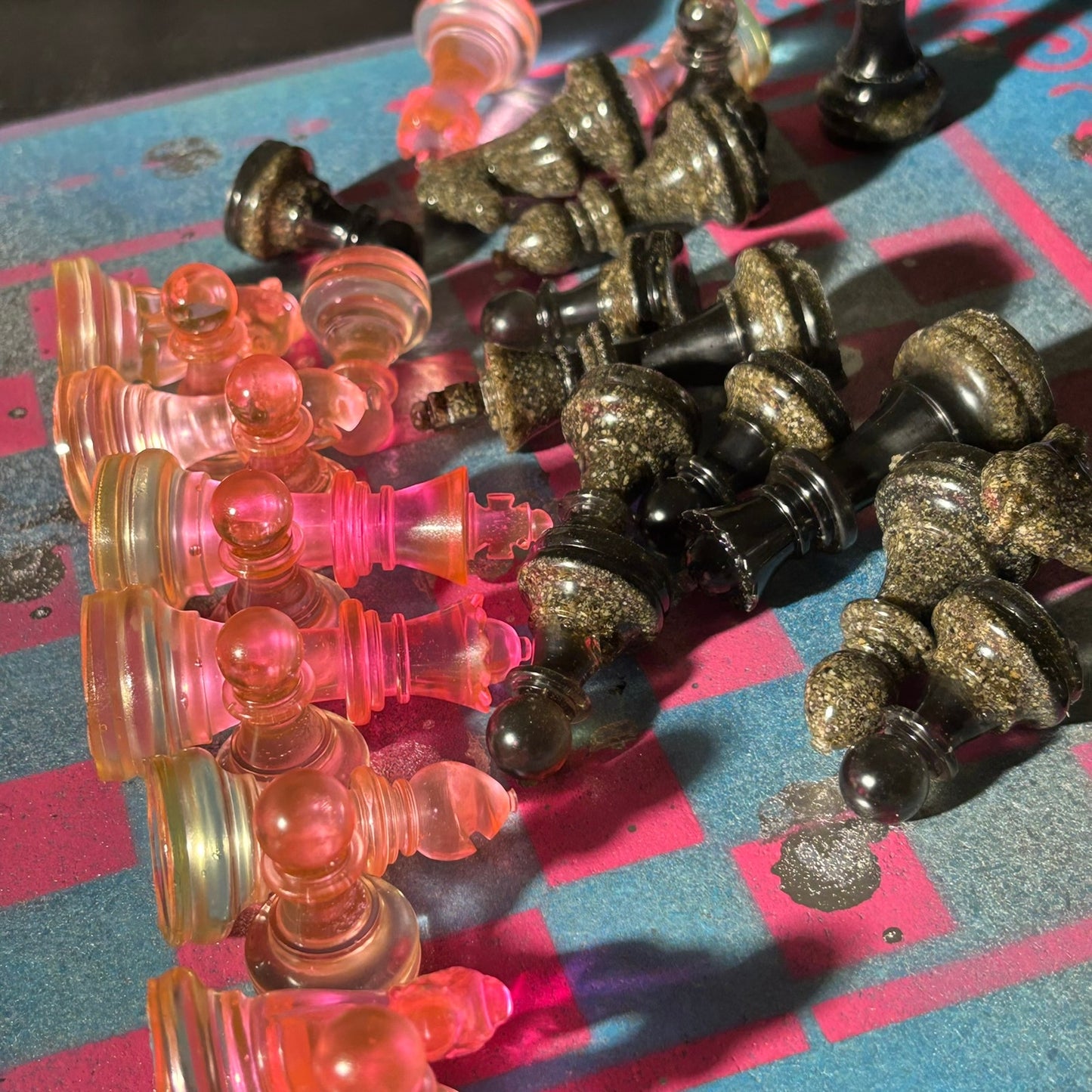 Sky Blue Pink- Painted Chess Set