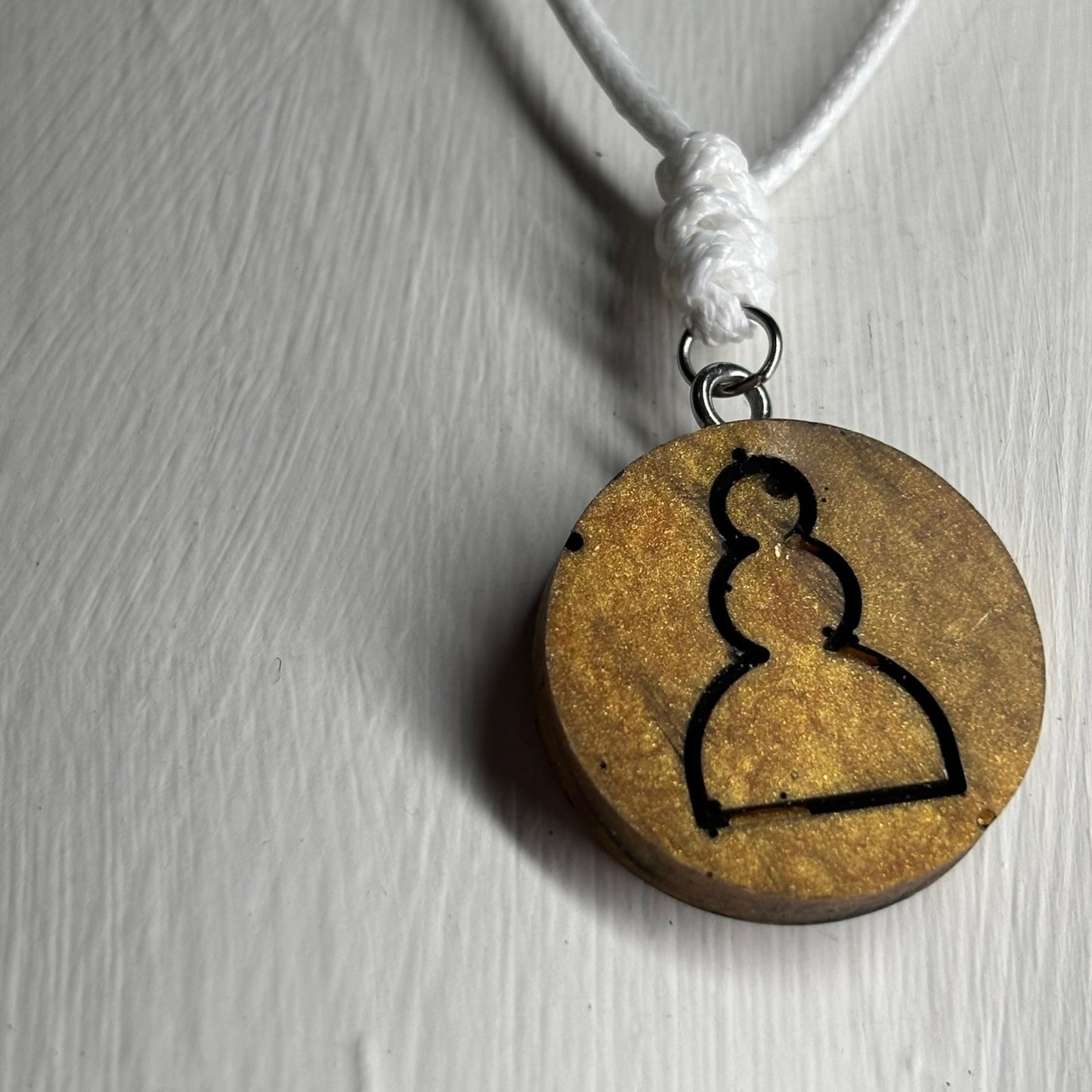 Dark Yellow Pawn - Handmade Resin Chess Necklace