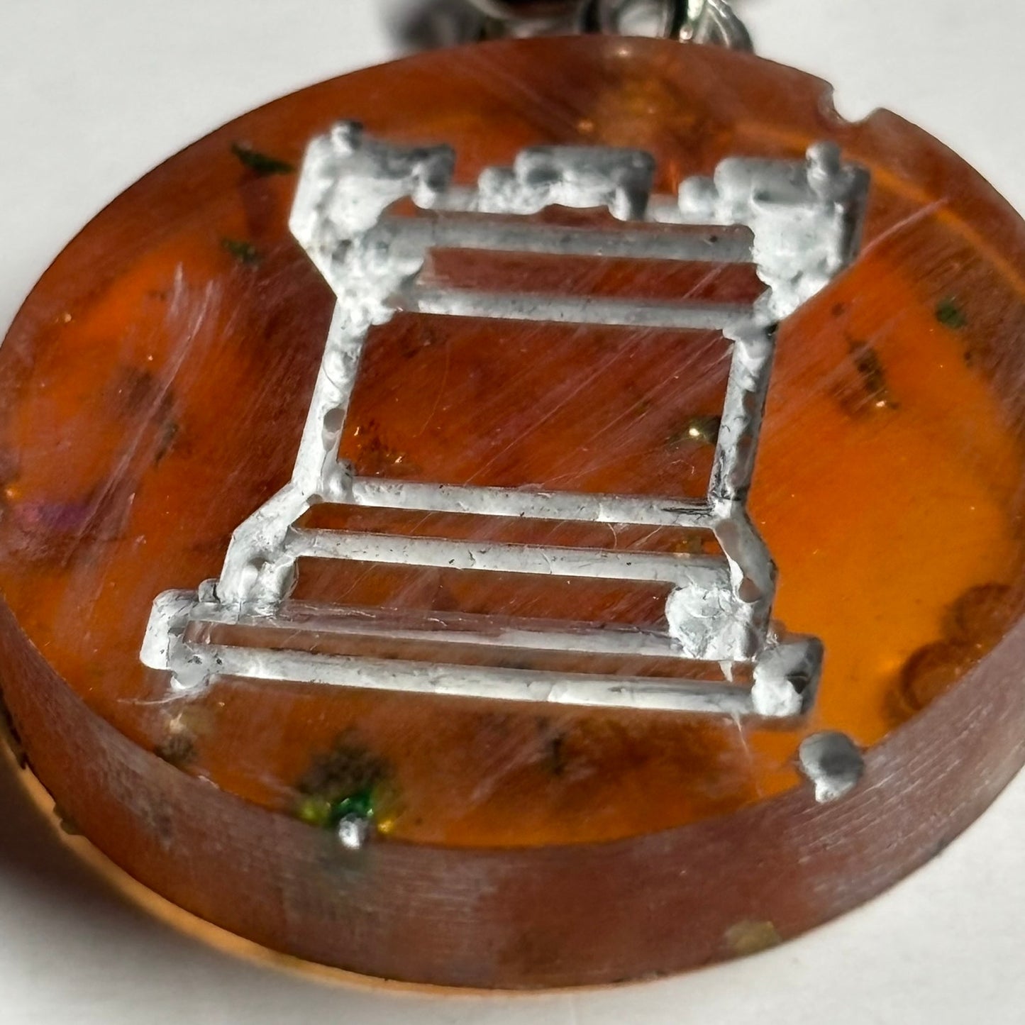 Orange Flamed Rook Handmade Resin Keychain - Flat Edition