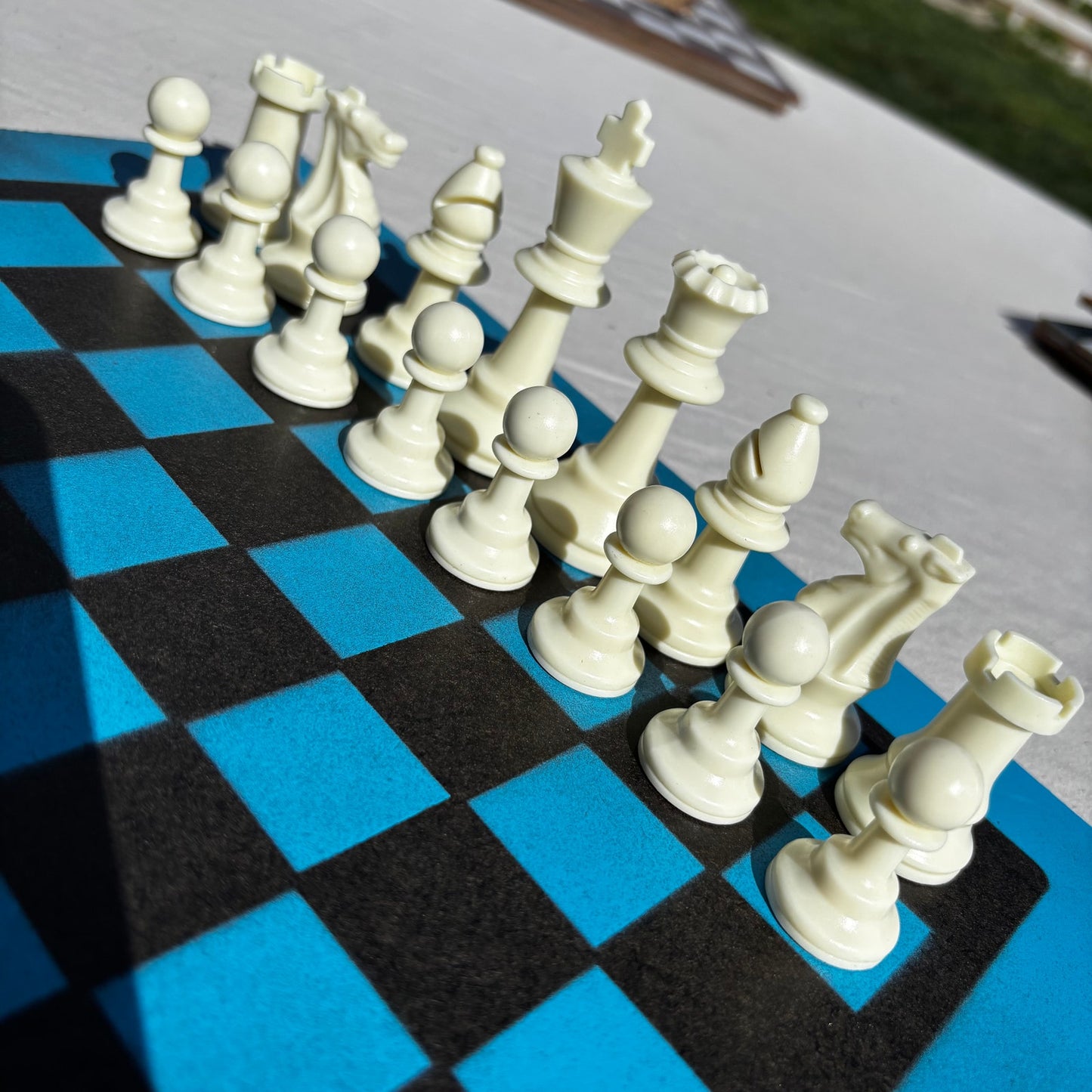 Blue & Black - Painted Chess Set