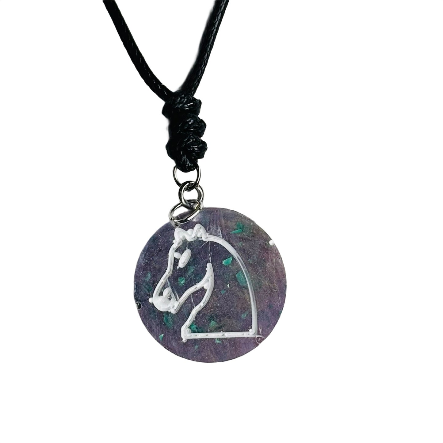 Purple Knight - Handmade Resin Chess Necklace