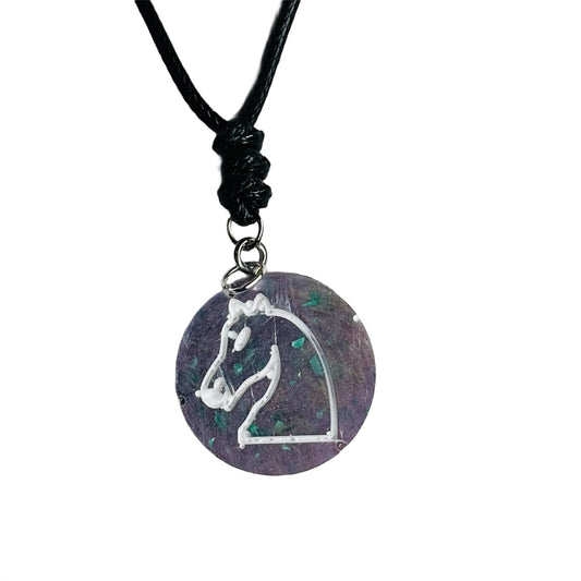 Purple Knight - Handmade Resin Chess Necklace