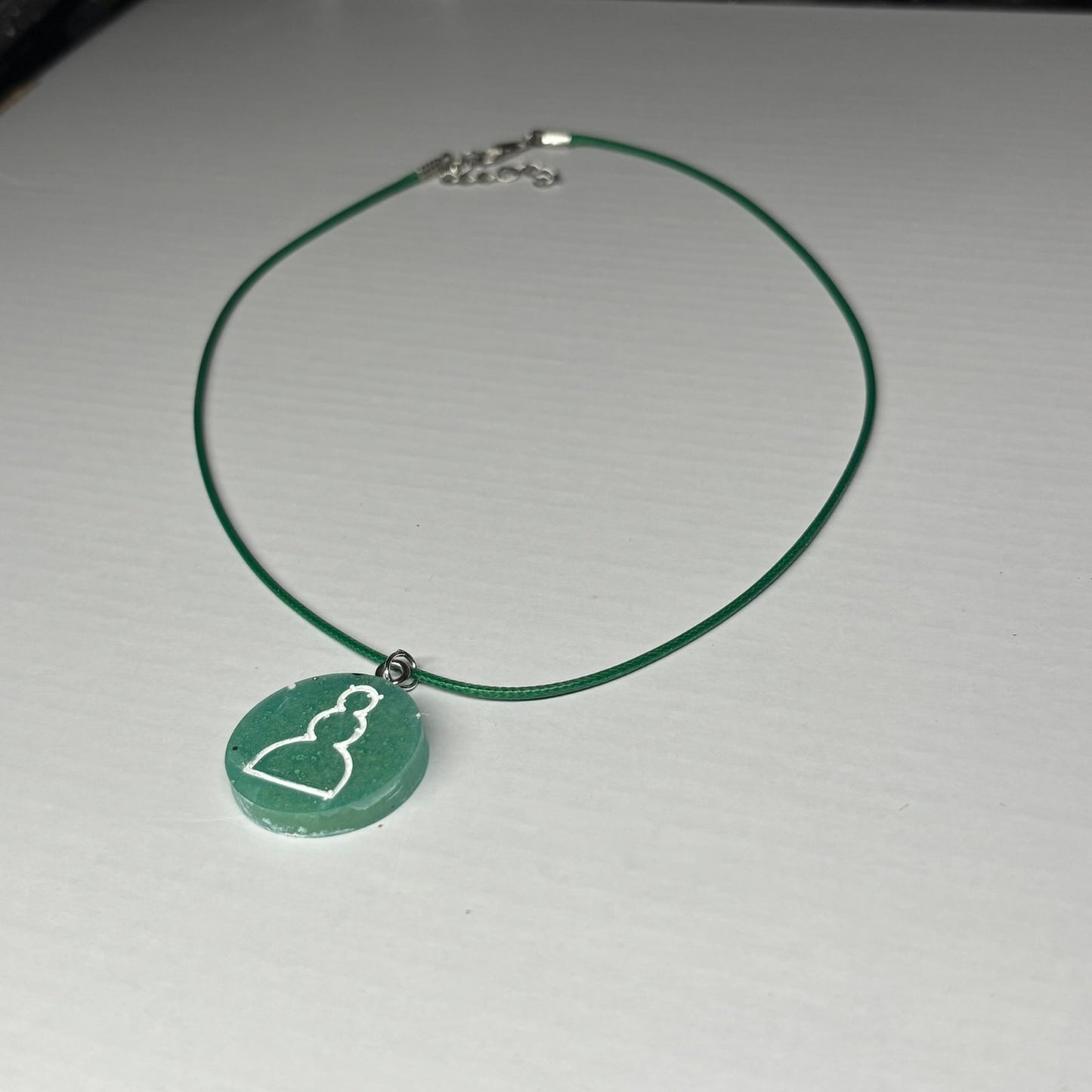 Green Pawn - Handmade Resin Chess Necklace