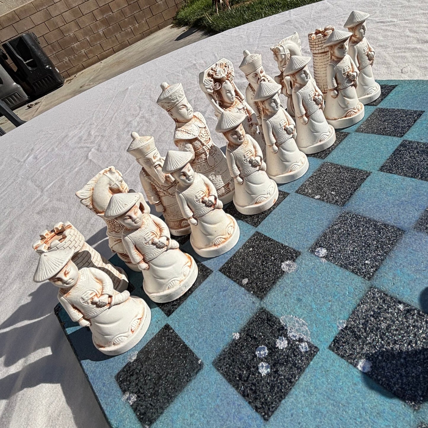 Greenish Blue Space - Chinese Edition Chess Set