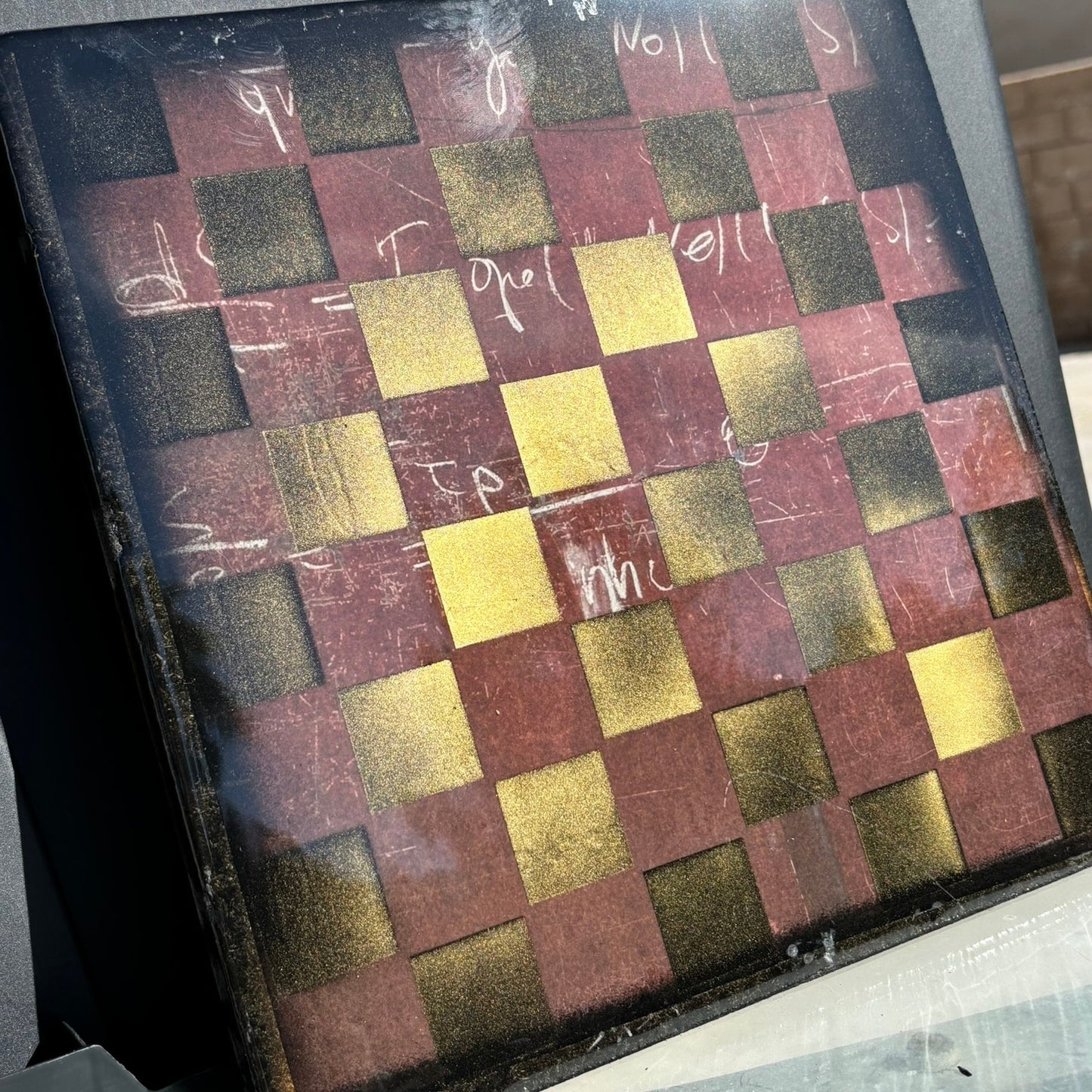 Burgundy Gold - Resin Coated Chess Board