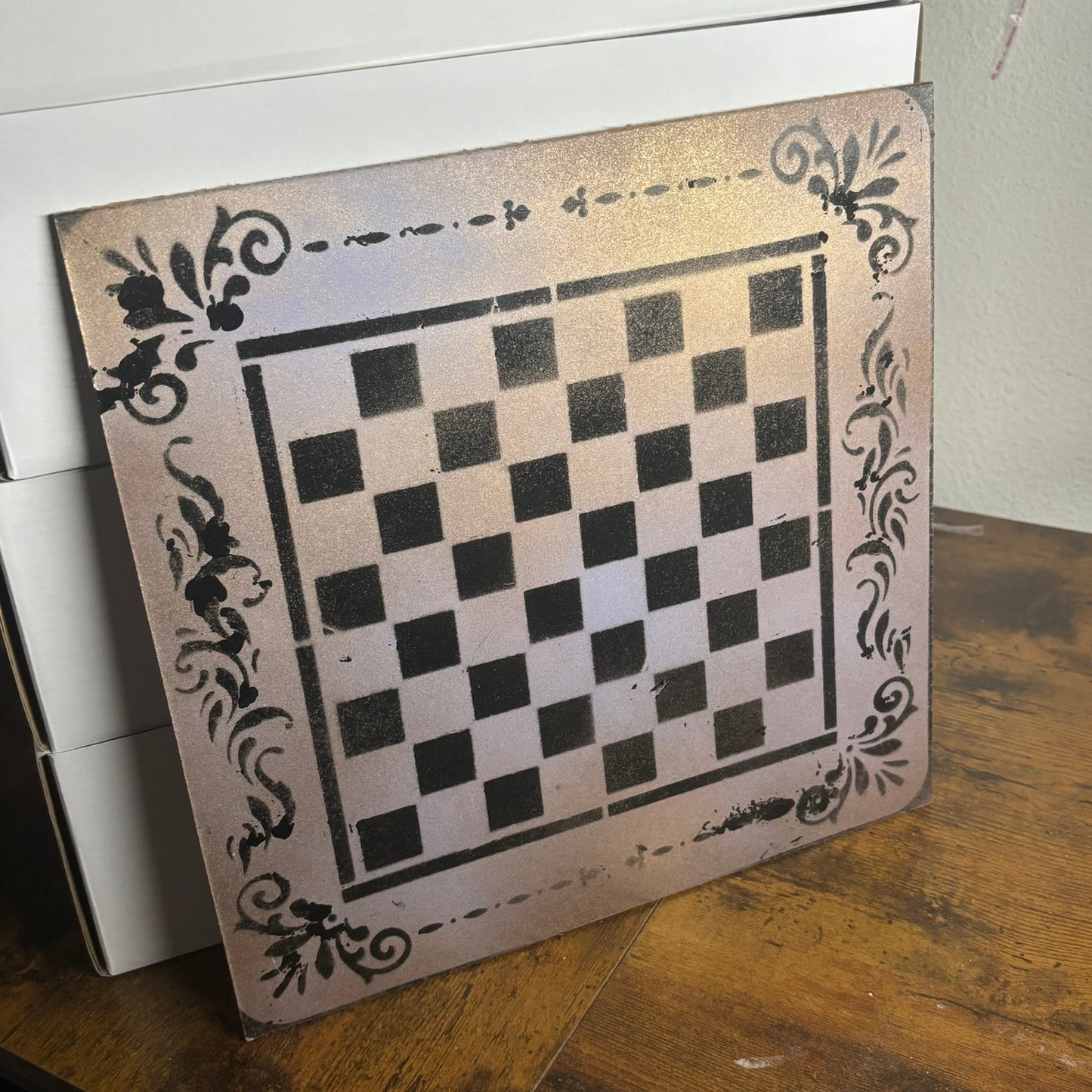 Bronze Gold - Painted Chess Board
