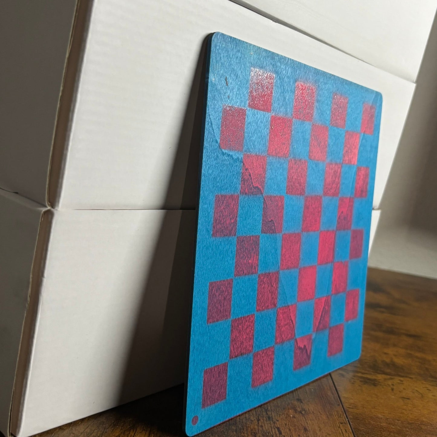 Pink & Blue - Painted Thin Wooden Chess Board