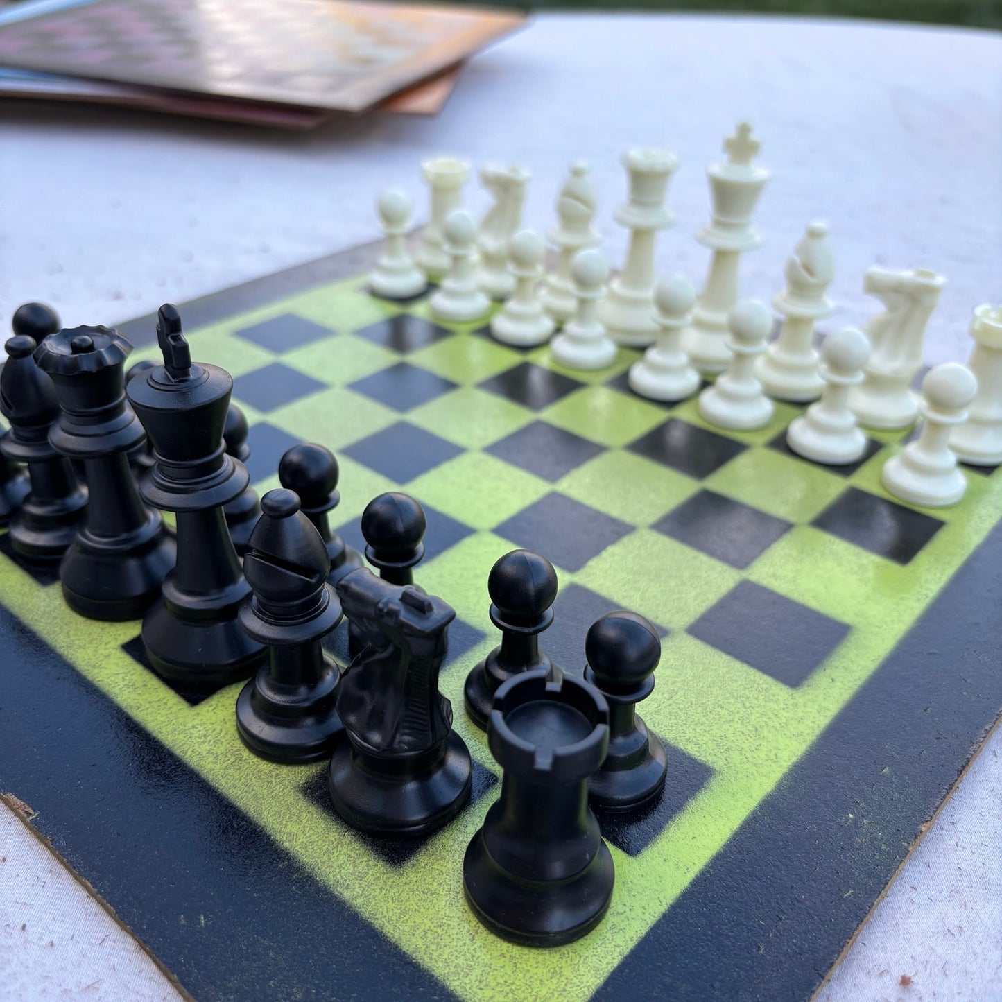 Green & Black - Painted Chess Set