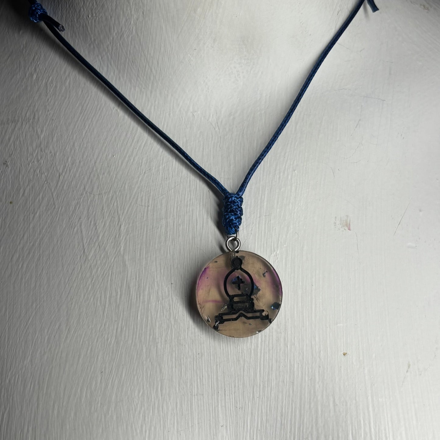 Cosmic Dark Bishop - Handmade Resin Chess Necklace