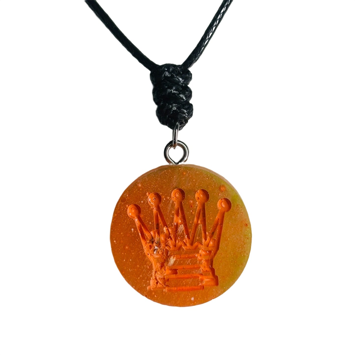 Sunset Orange Queen - Handmade Resin Chess Necklace