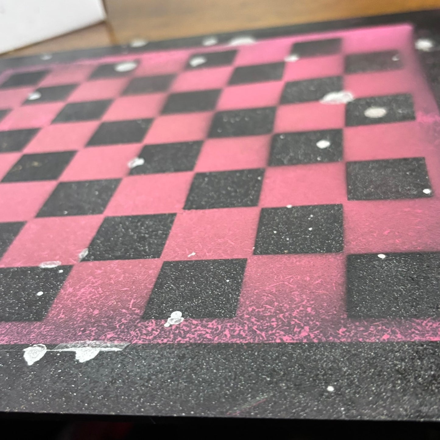 Chrome Pink & Black - Painted Chess Board