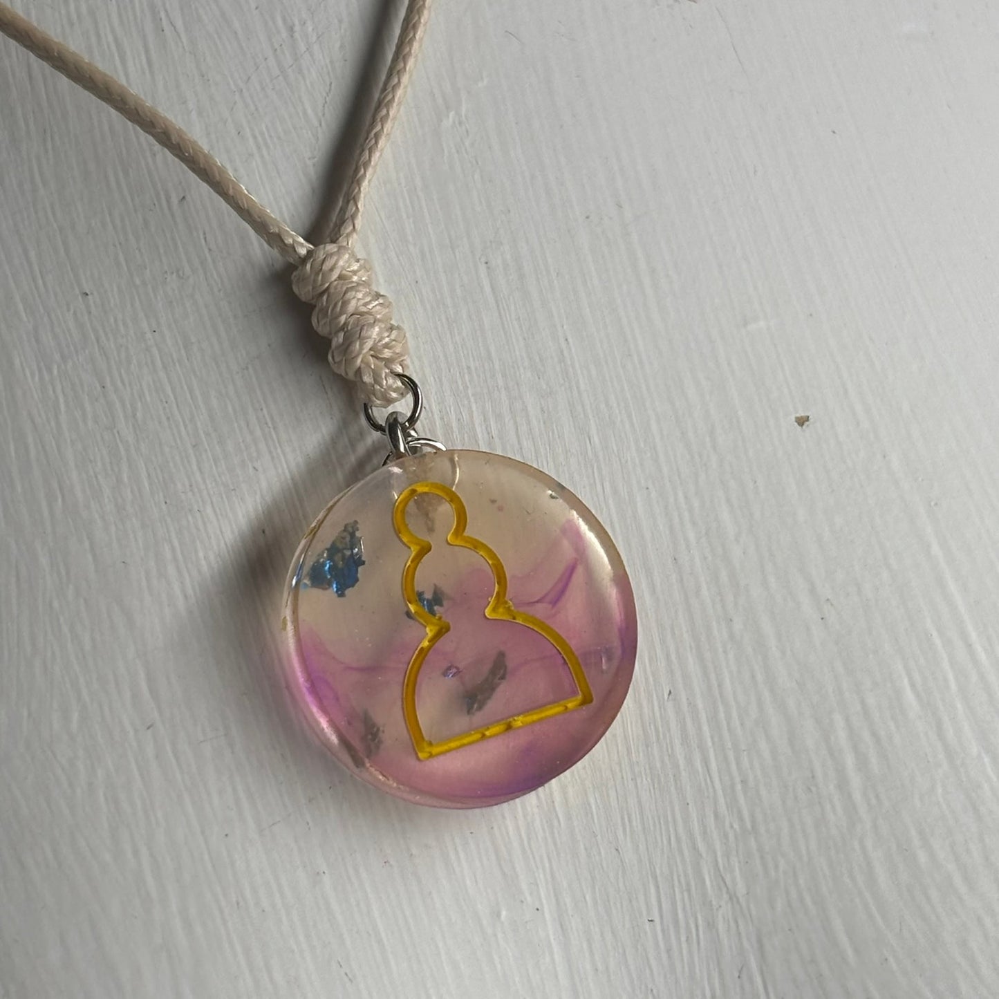 Cosmic Tan Pawn - Handmade Resin Chess Necklace
