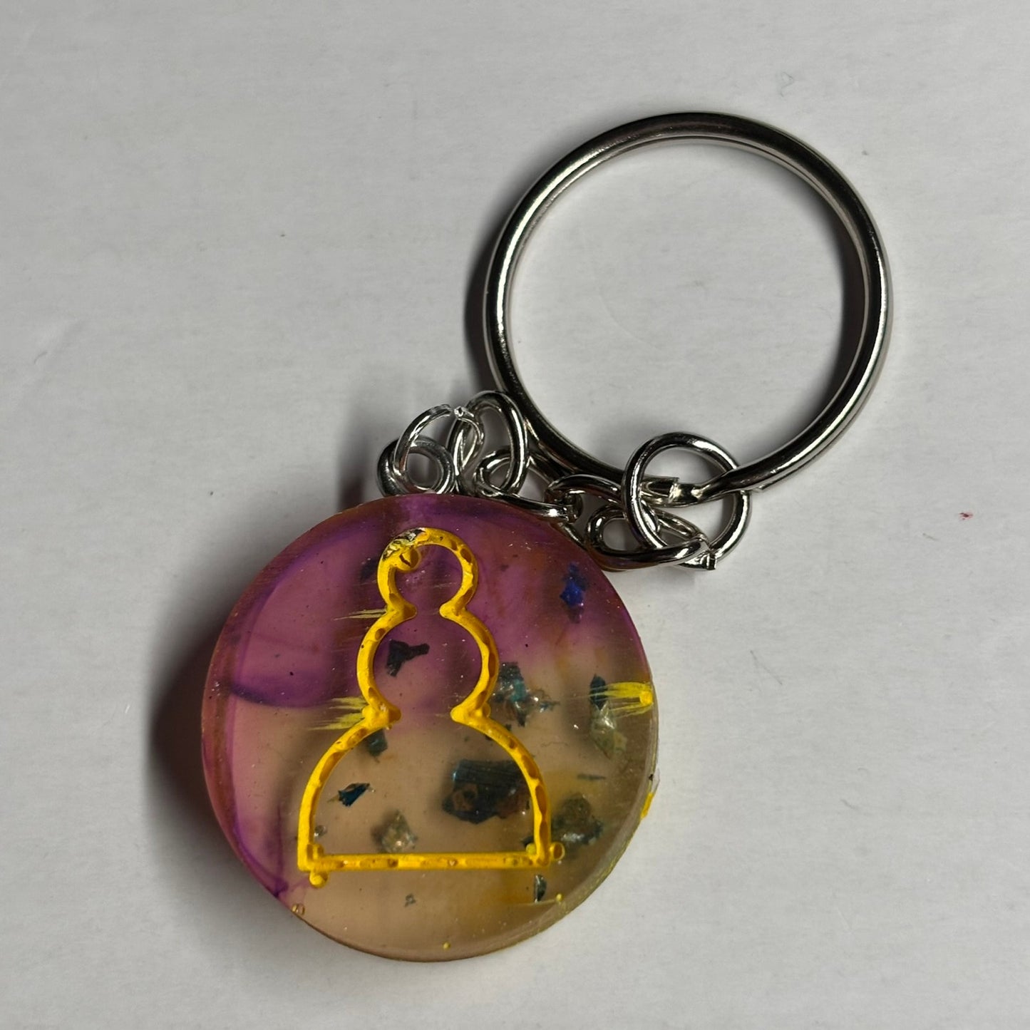 Pink Yellow Pawn Mesh - Handmade Resin Keychain