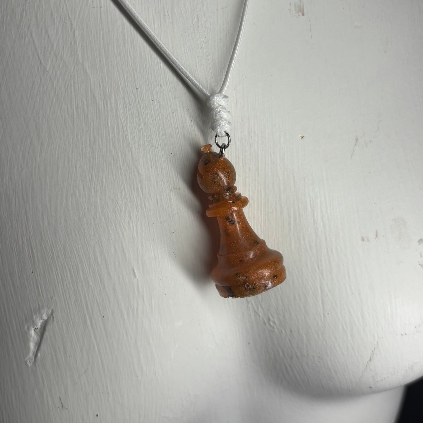 Orange Purple Bishop - Handmade Resin Chess Necklace