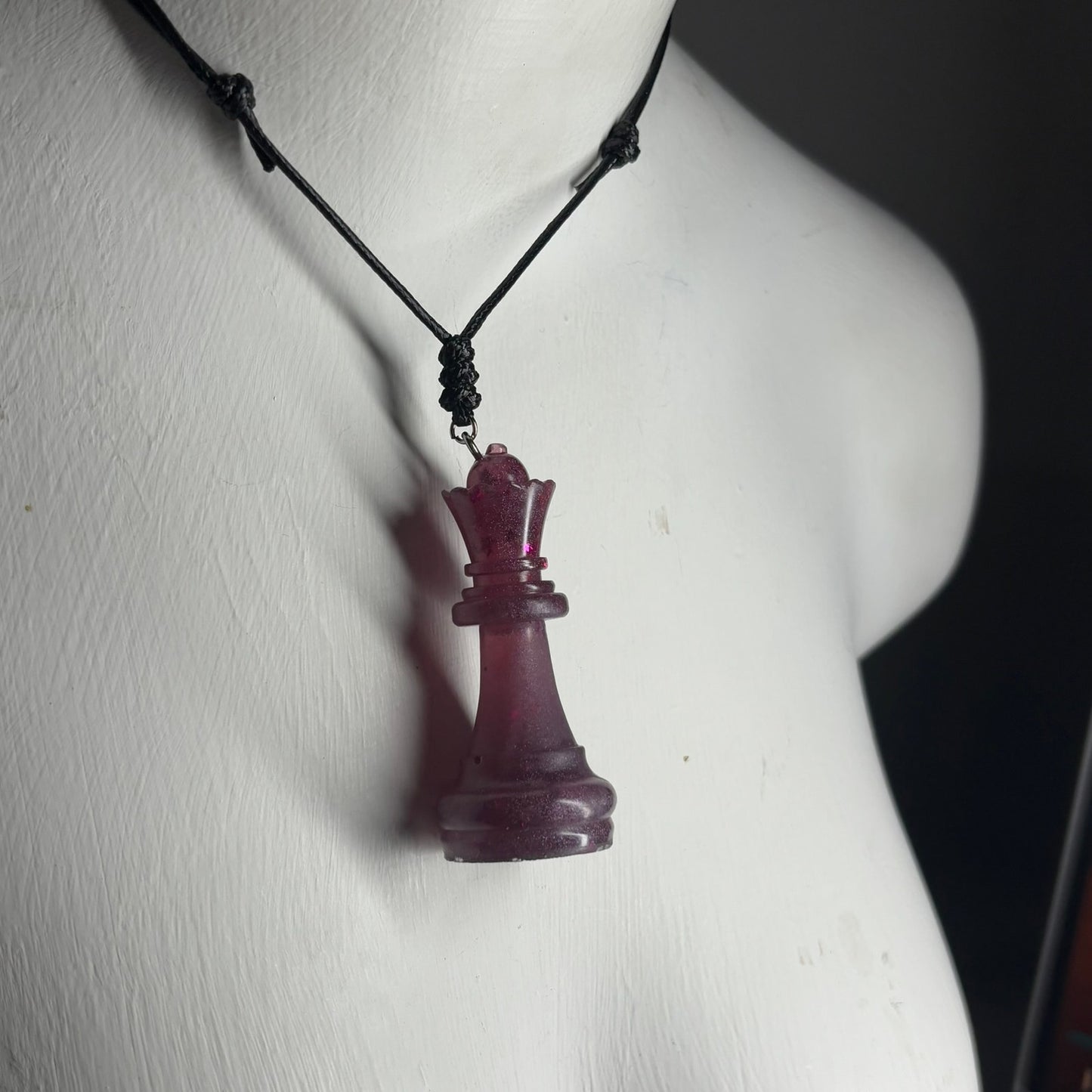 Dark Purple Queen - Handmade Resin Chess Necklace