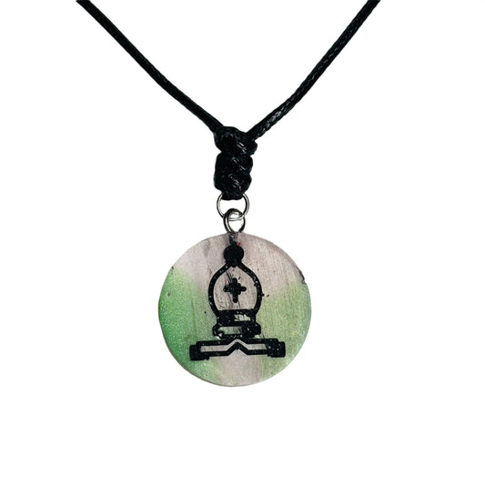Green Mesh Bishop - Handmade Resin Chess Necklace