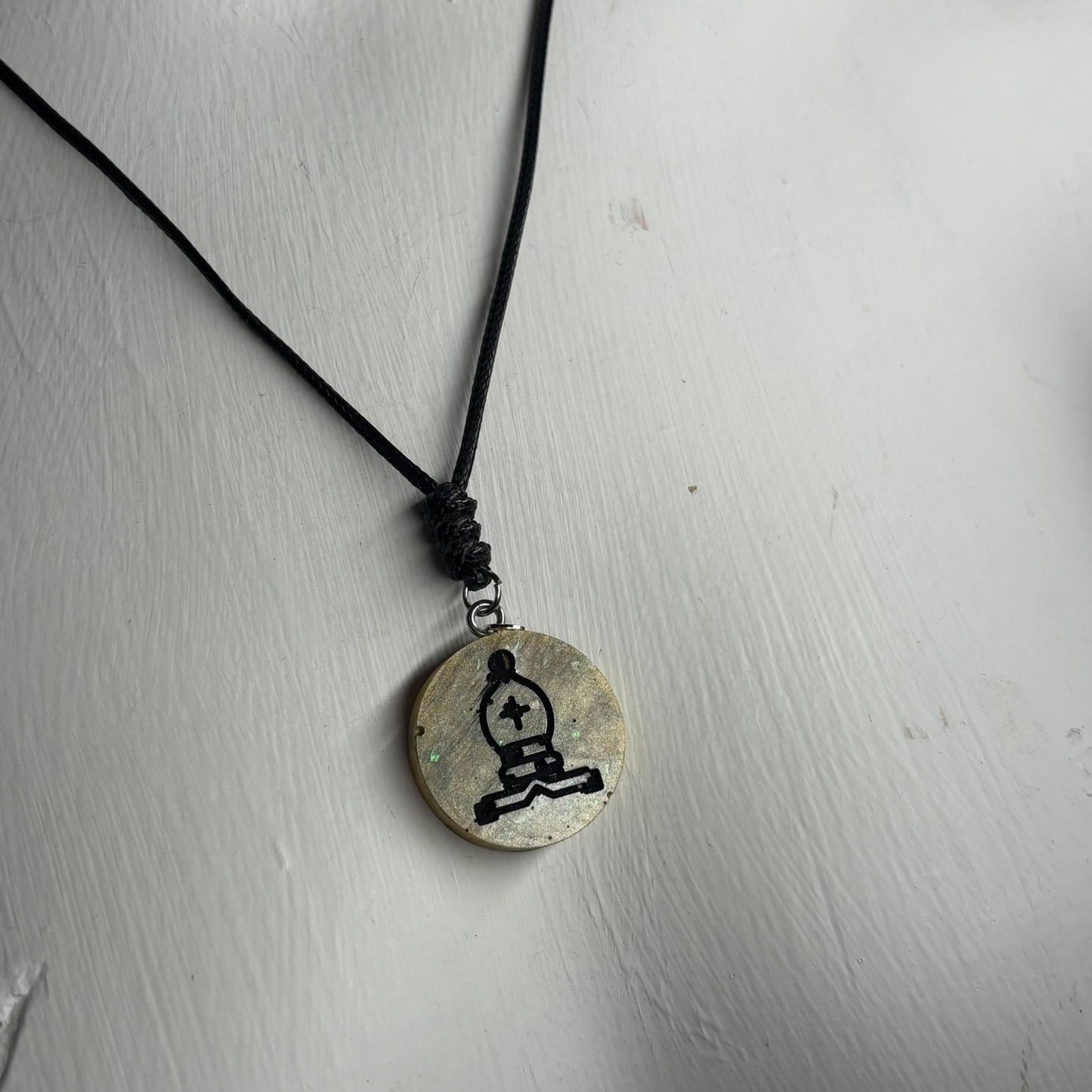 Yellow/Green Bishop - Handmade Resin Chess Necklace