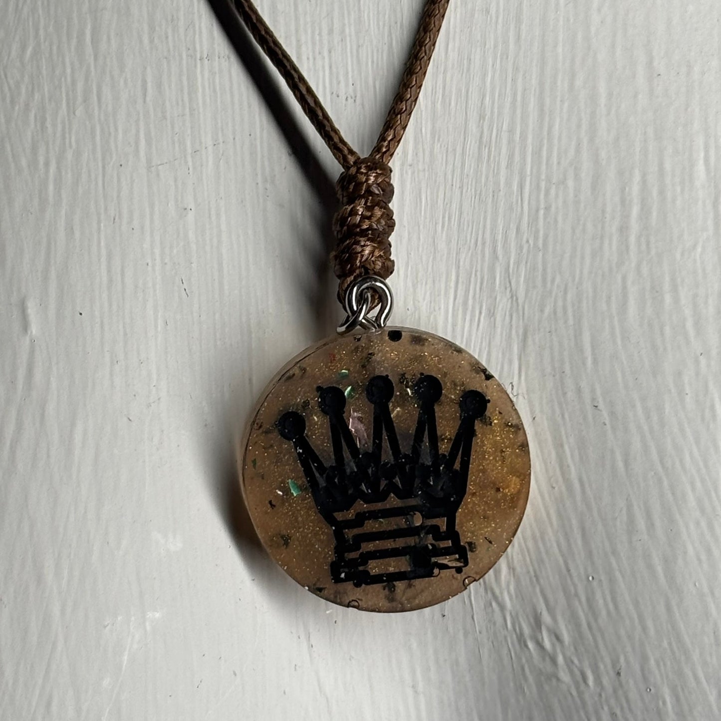 Brown Royal Queen - Handmade Resin Chess Necklace