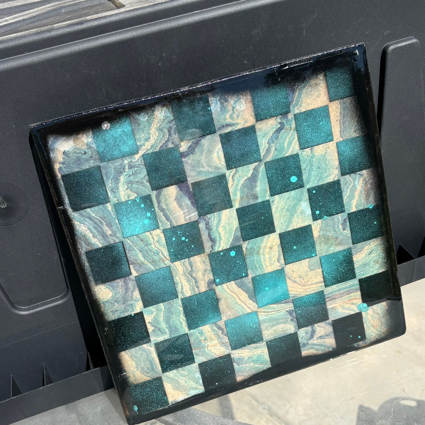 Speckled Blue - Resin Coated Chess Board