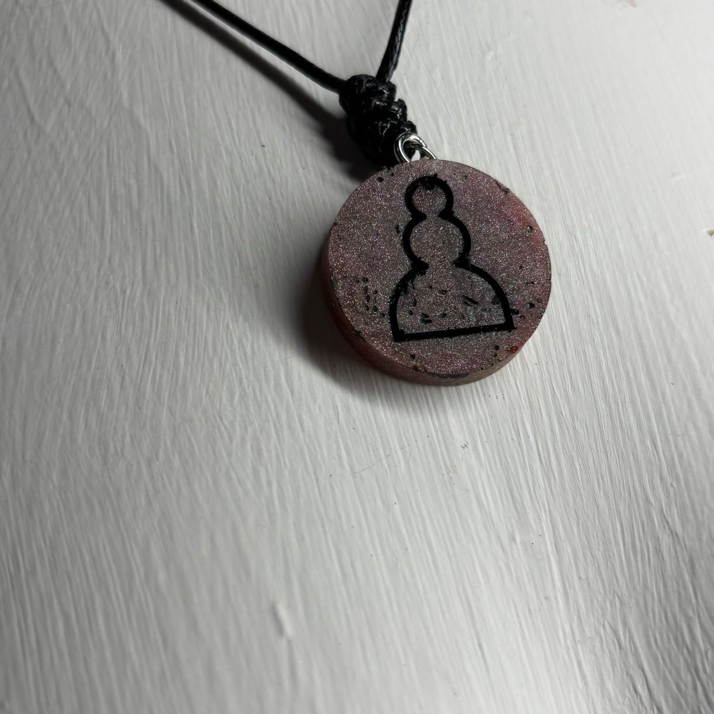 Burgundy Pawn  - Handmade Resin Chess Necklace