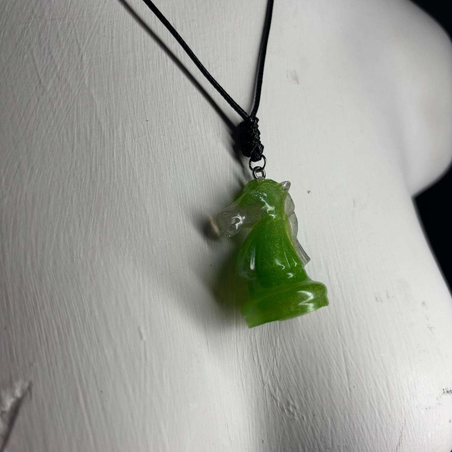 Sublime Green Knight - Handmade Resin Chess Necklace