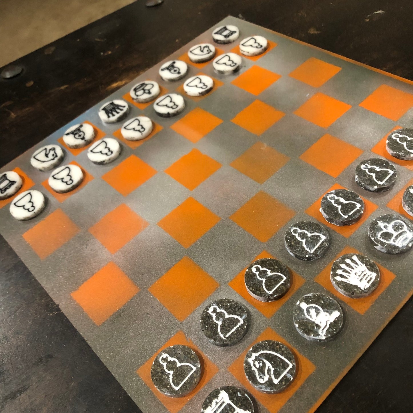 Rustic Orange - Painted Chess Set