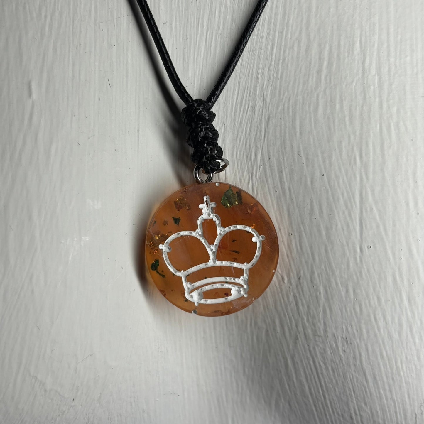 Amber King - Handmade Resin Chess Necklace