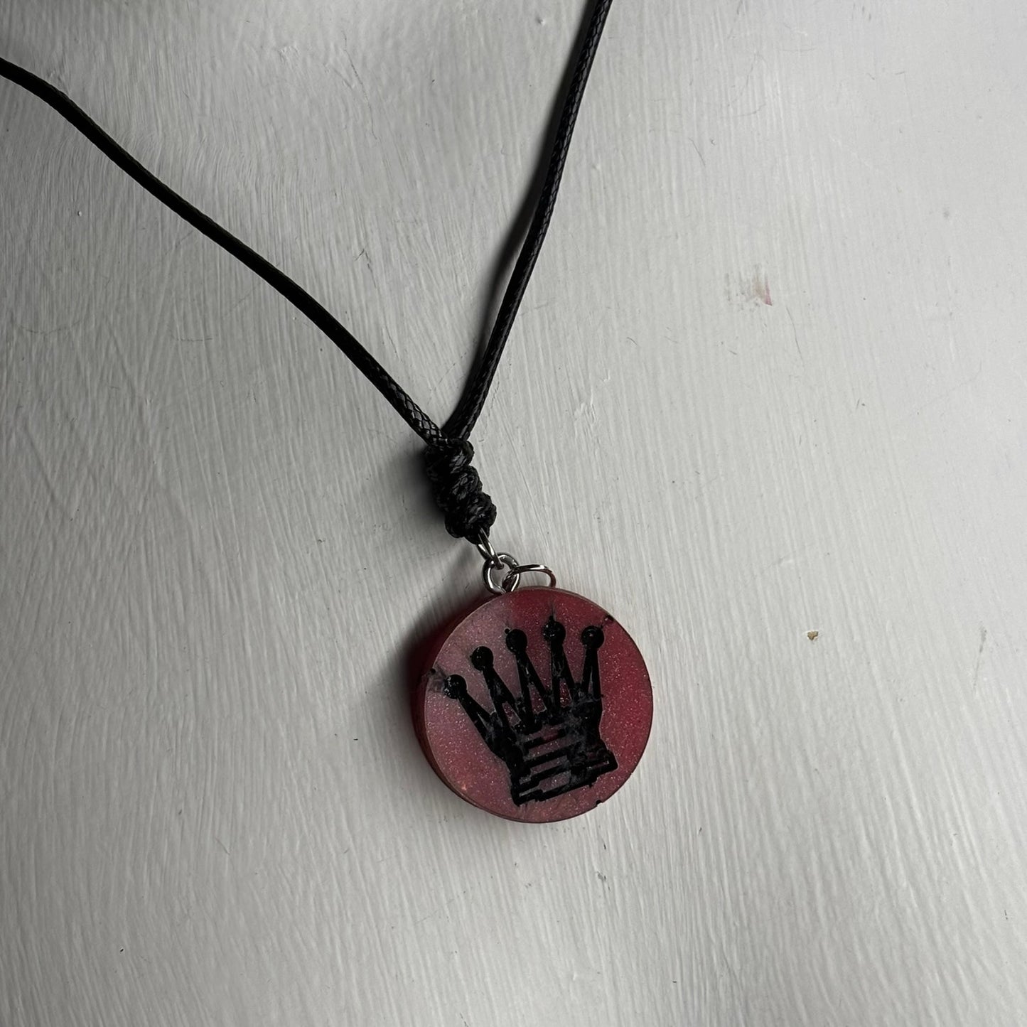 Dark Red Queen - Handmade Resin Chess Necklace
