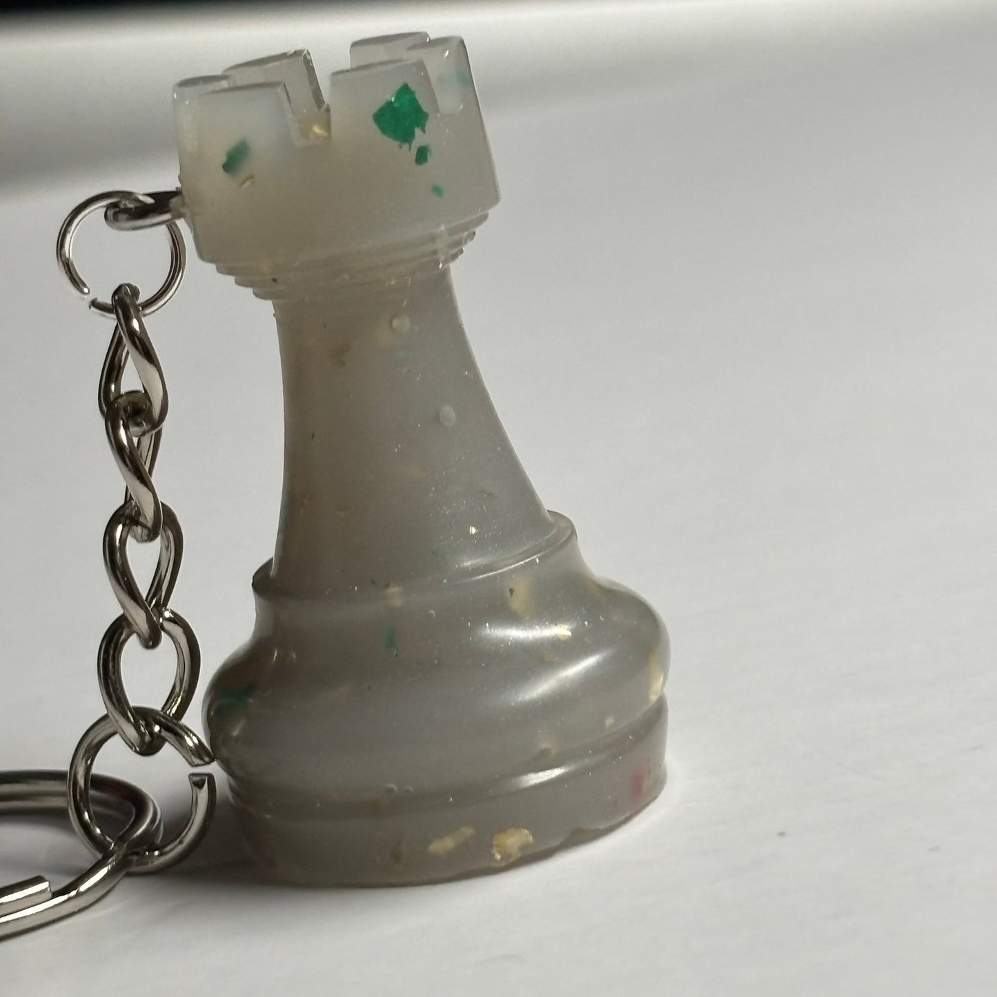 Crystal White Rook - Handmade Resin Keychain