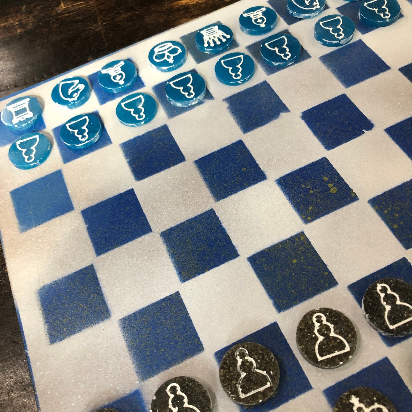 Chrome Blue - Painted Chess Set