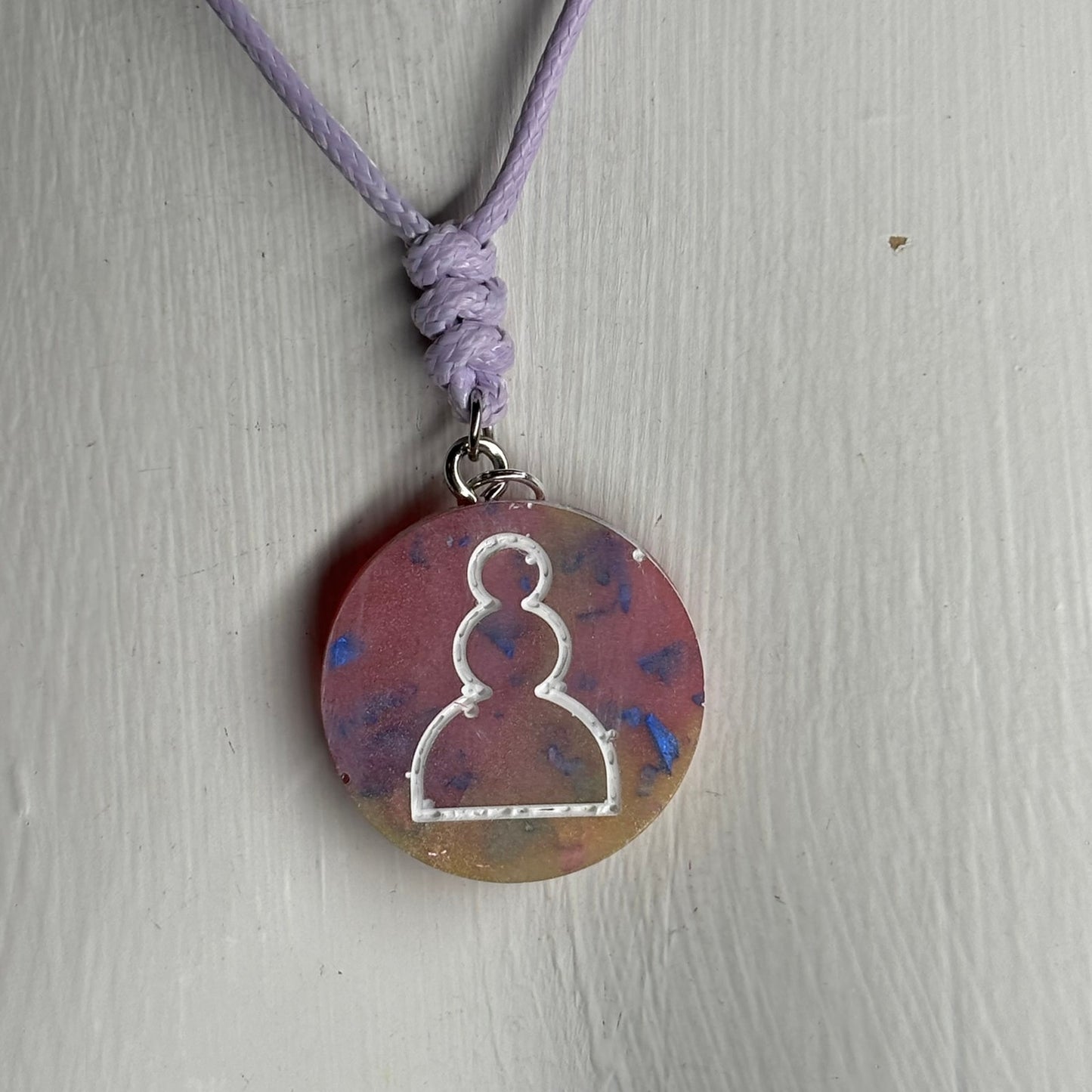 Pink Crystal Pawn - Handmade Resin Chess Necklace